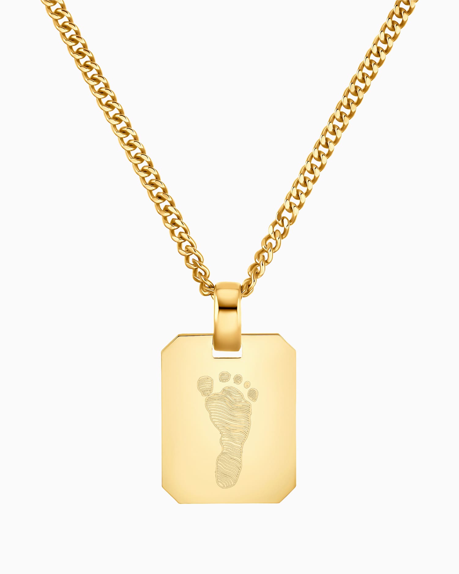 Fußabdruck Gravurplatten Halskette Anhänger Oktagon