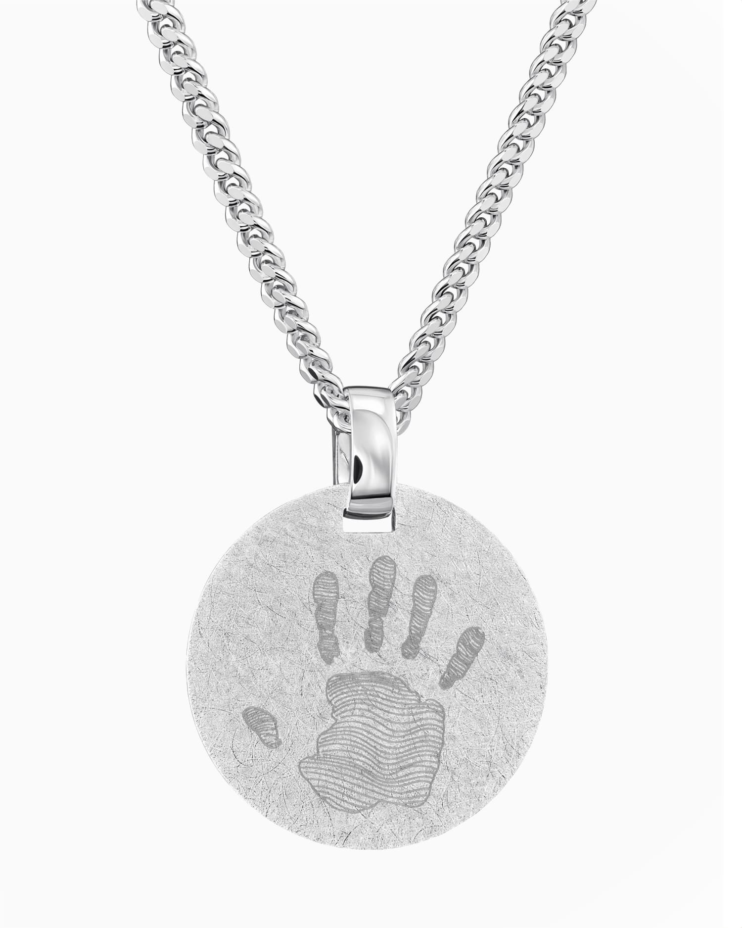 Handabdruck Gravurplatten Halskette Anhänger Rund Eismatt
