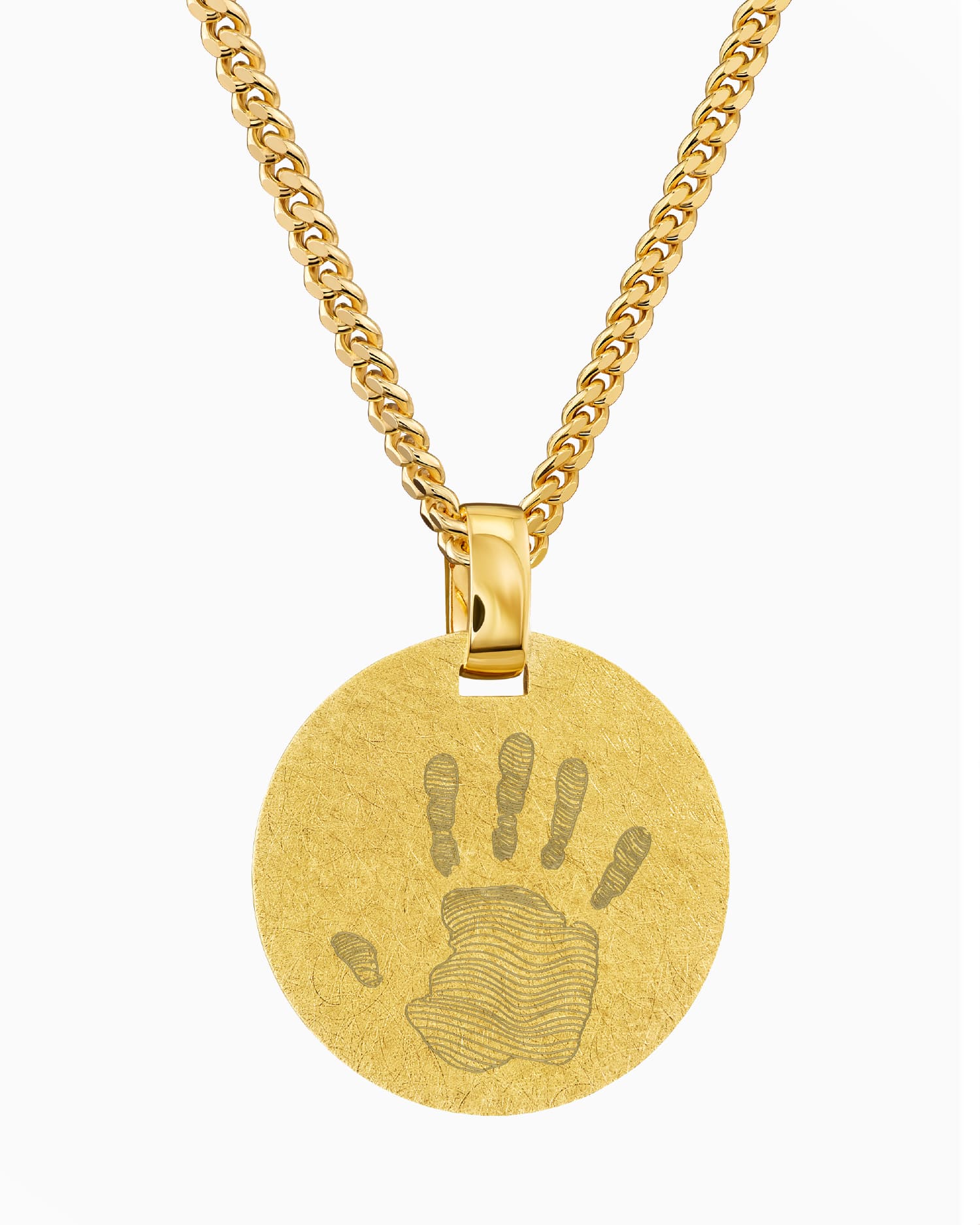 Handabdruck Gravurplatten Halskette Anhänger Rund Eismatt