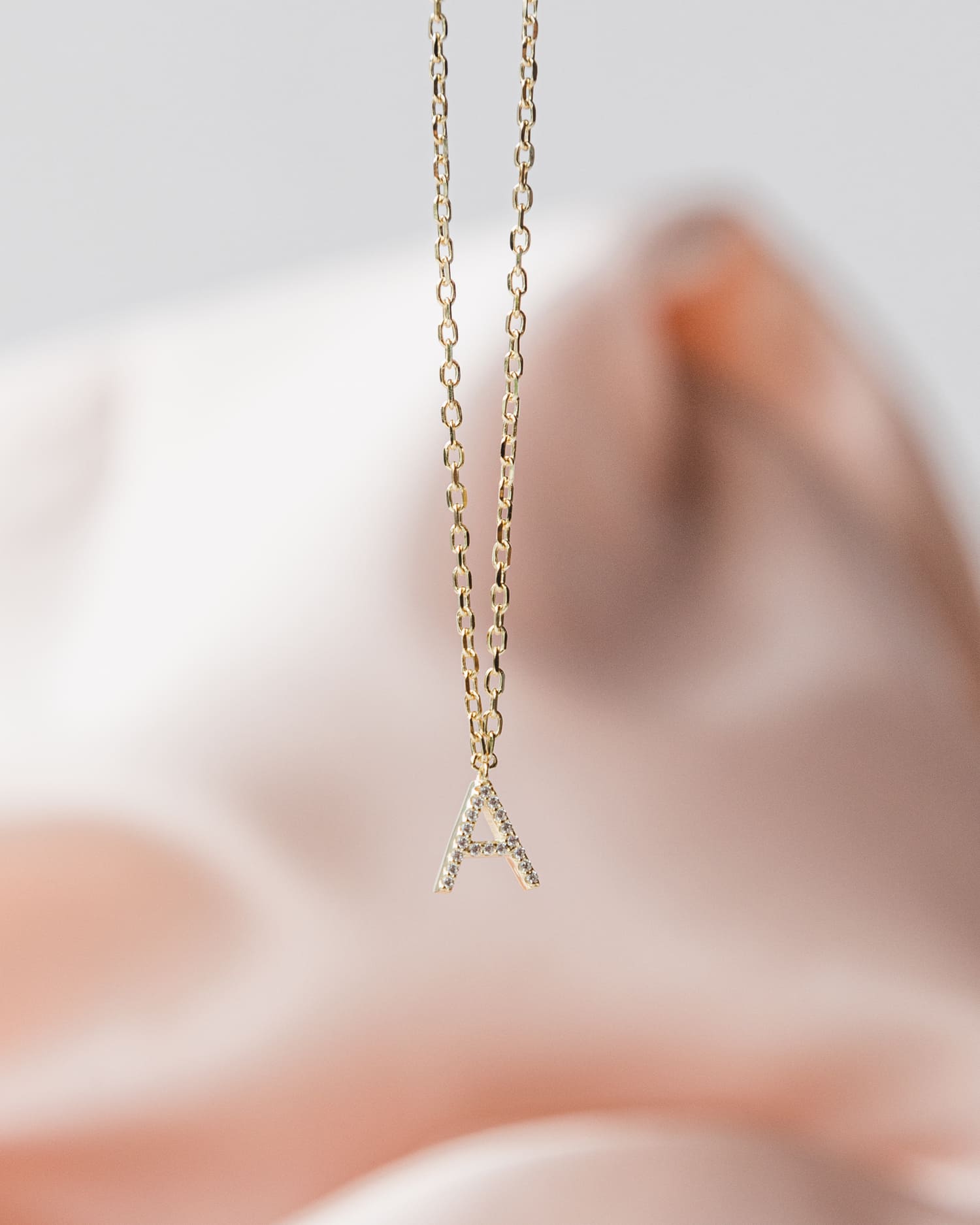 Letter necklace with zirconia