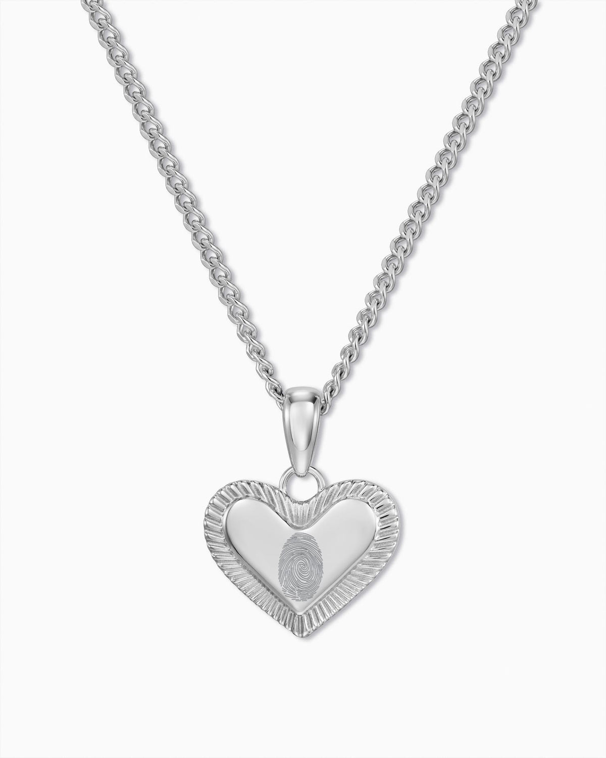 Vingerafdruk hart ketting graveren plaat hanger