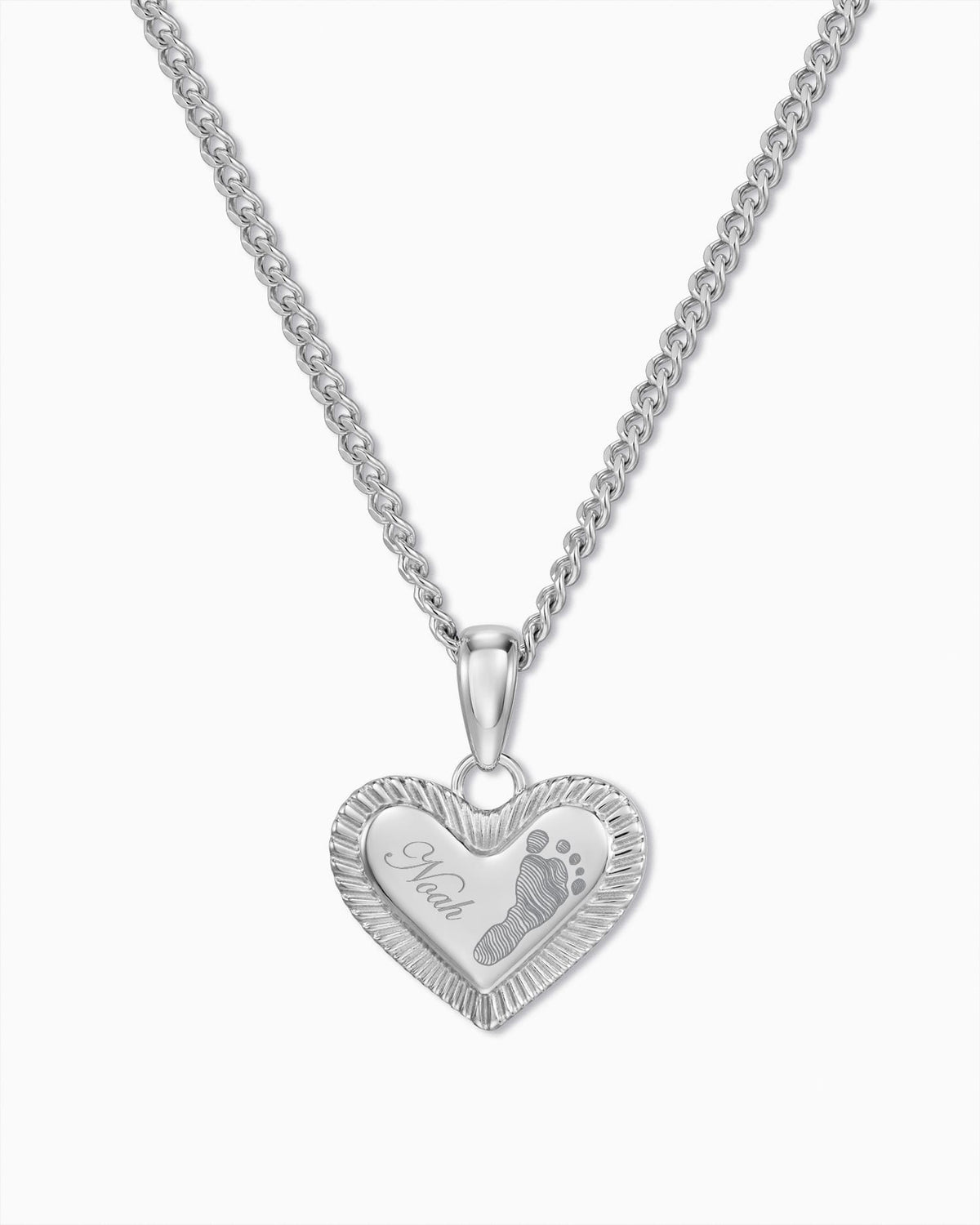 Voetafdruk hart ketting graveerplaatje hanger