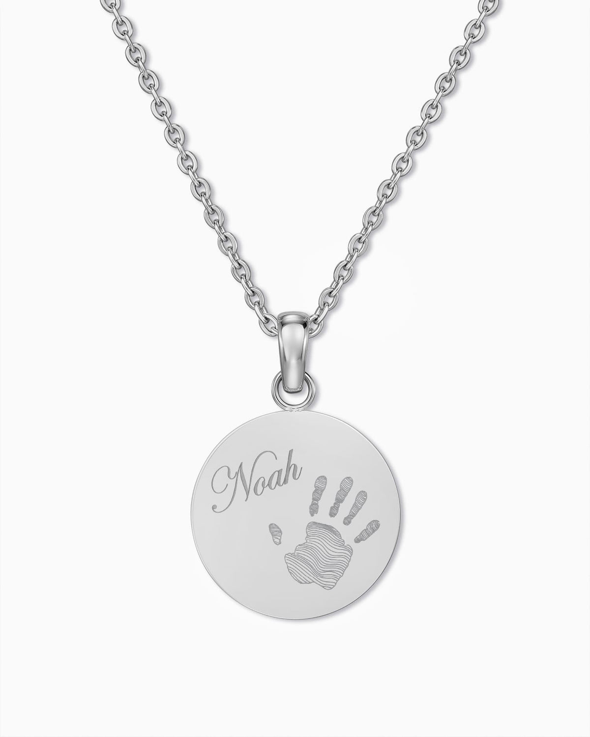 Ketting met handafdruk-graveerplaatjes, rond, 16 mm