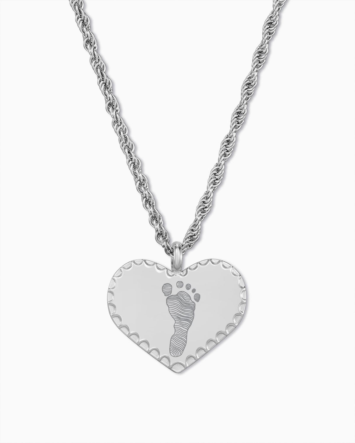 Voetafdruk Hart Ketting Graveerplaatje Hanger Krans