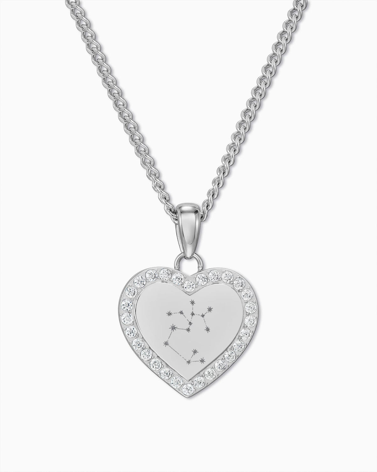 Sternzeichen Herz Halskette Gravurplatte Anhänger Zirkonia
