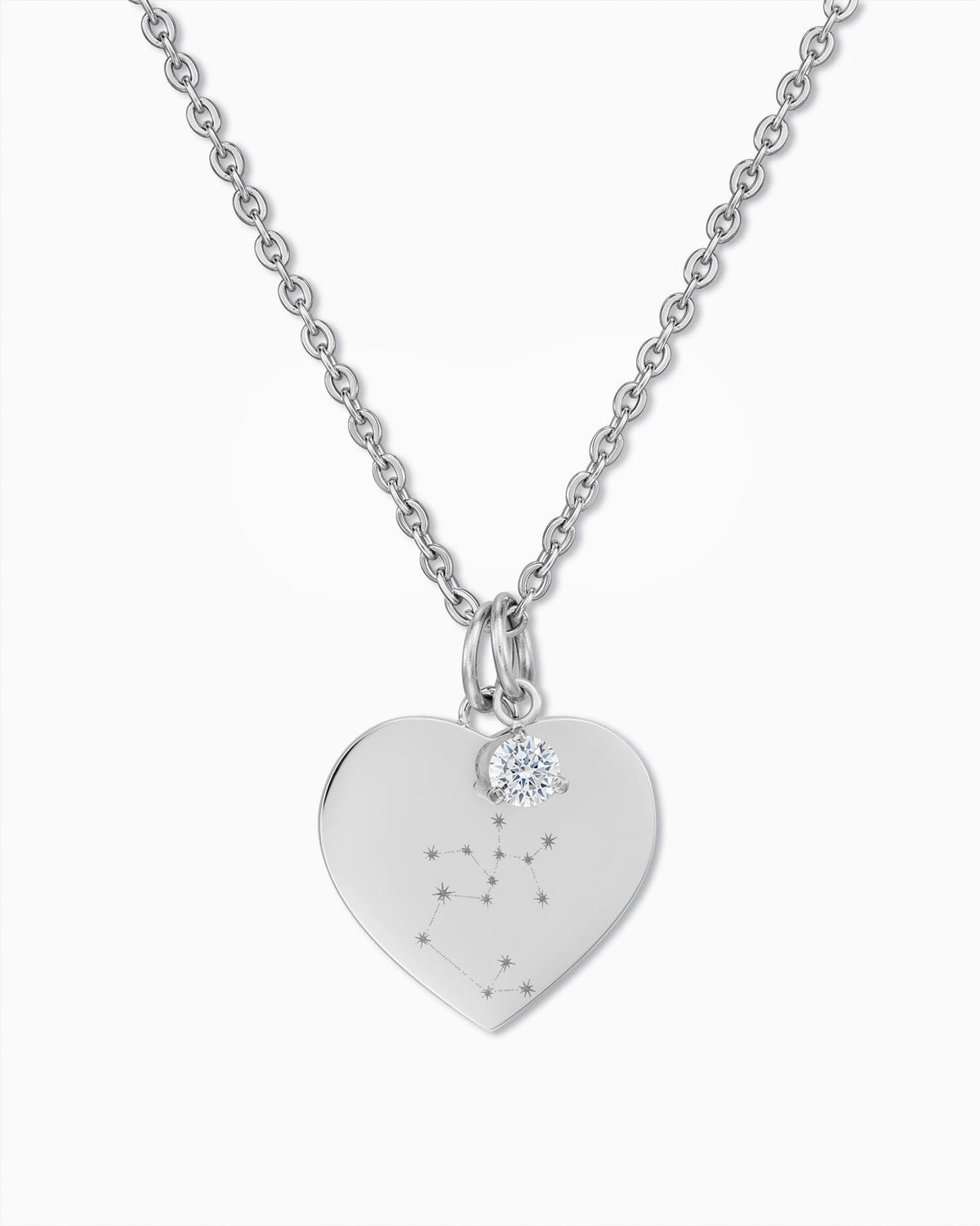 Sternzeichen Herz Halskette Gravurplatte Anhänger Zirkonia Charm