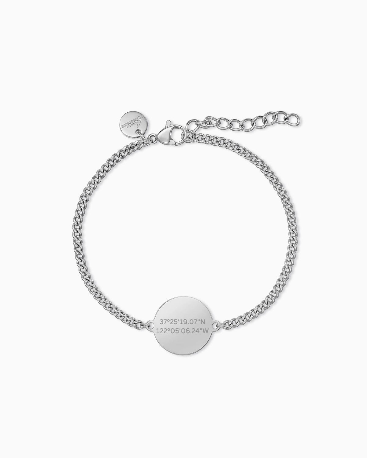 Koordinaten Gravurarmband Gravurplatte Rund