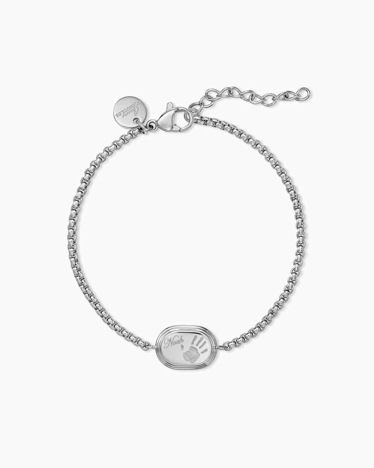 Handabdruck Gravurarmband Gravurplatte Oval