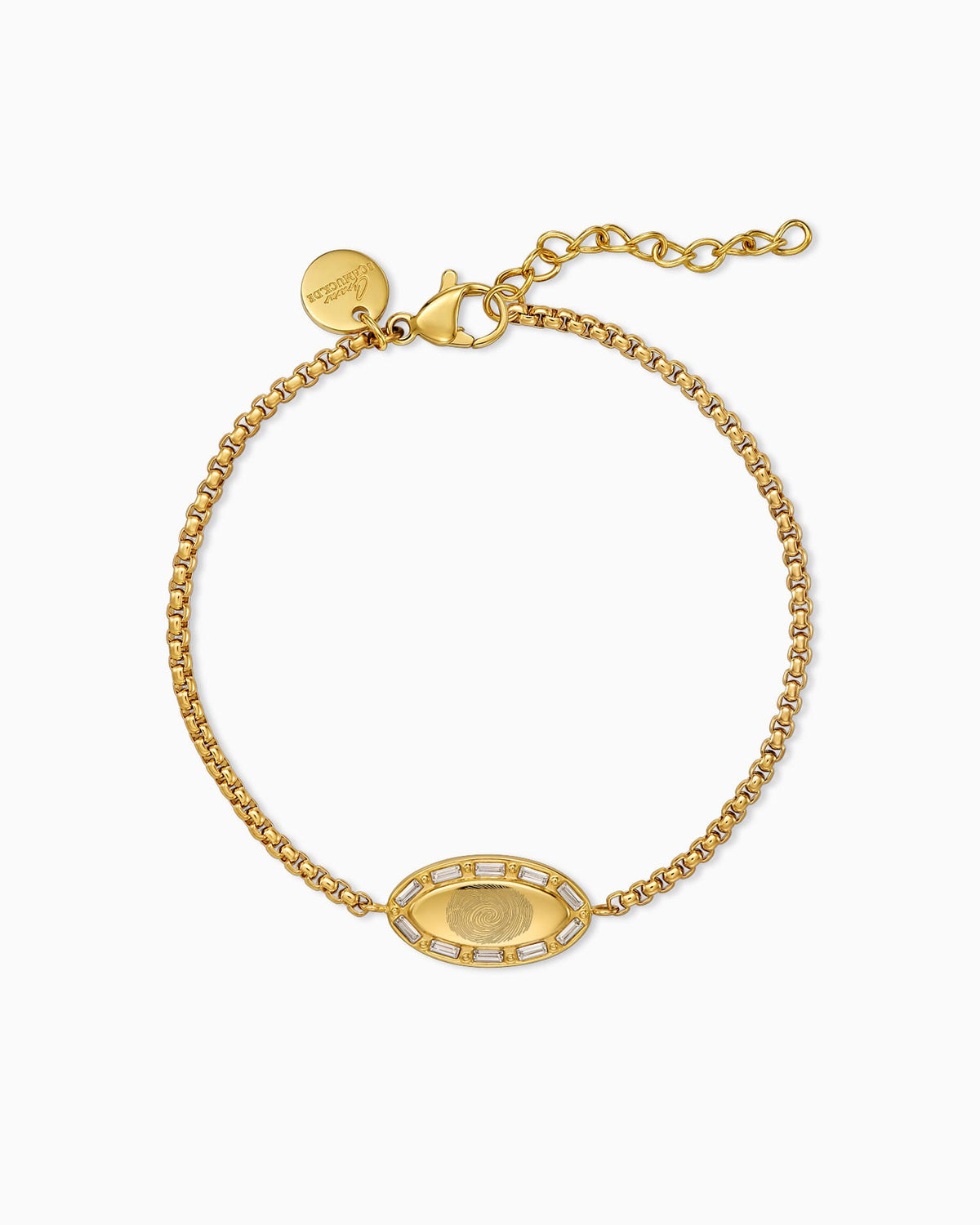 Fingerabdruck Gravurarmband Gravurplatte Oval Zirkonia