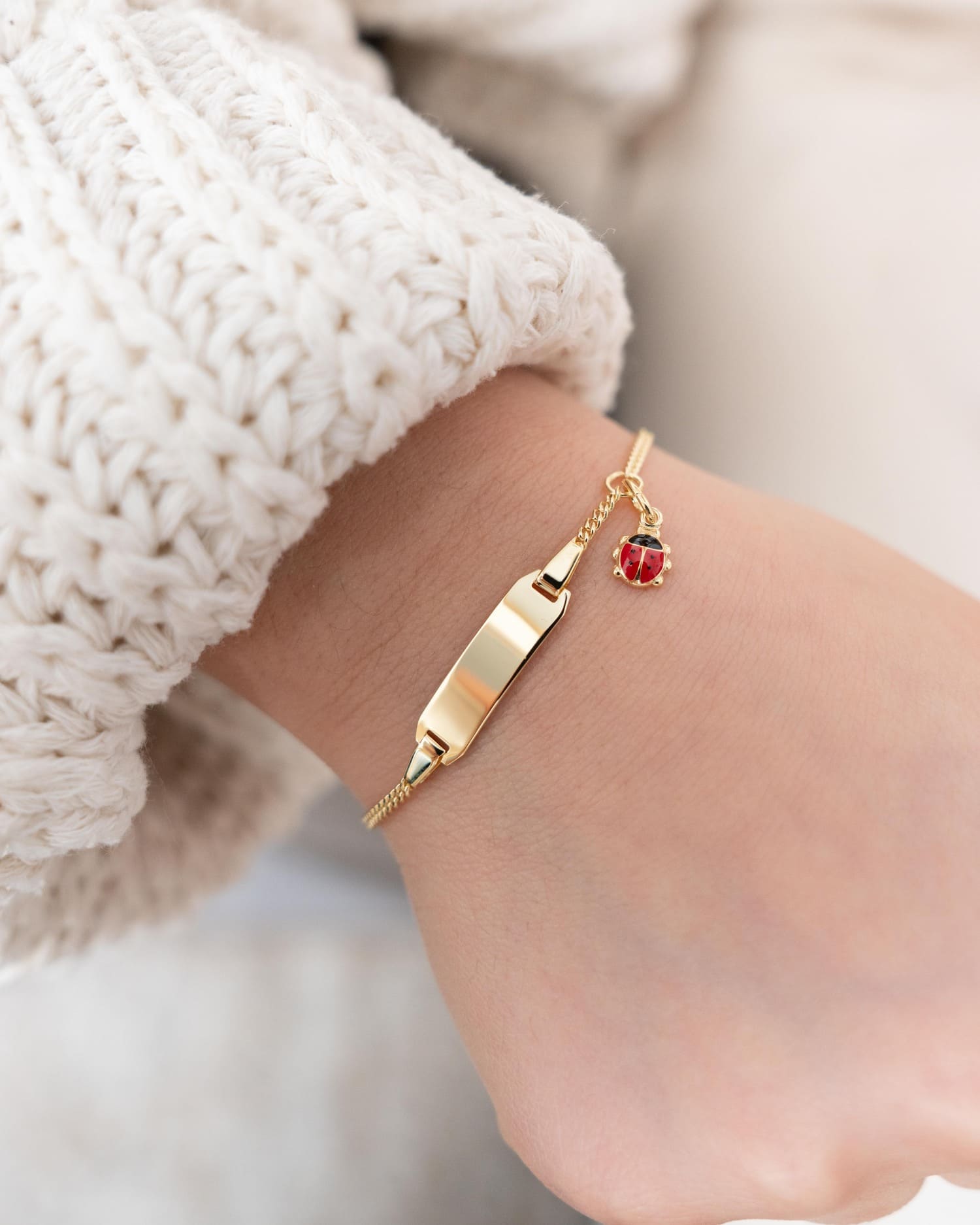 Engraved bracelet, engraving plate, ladybug