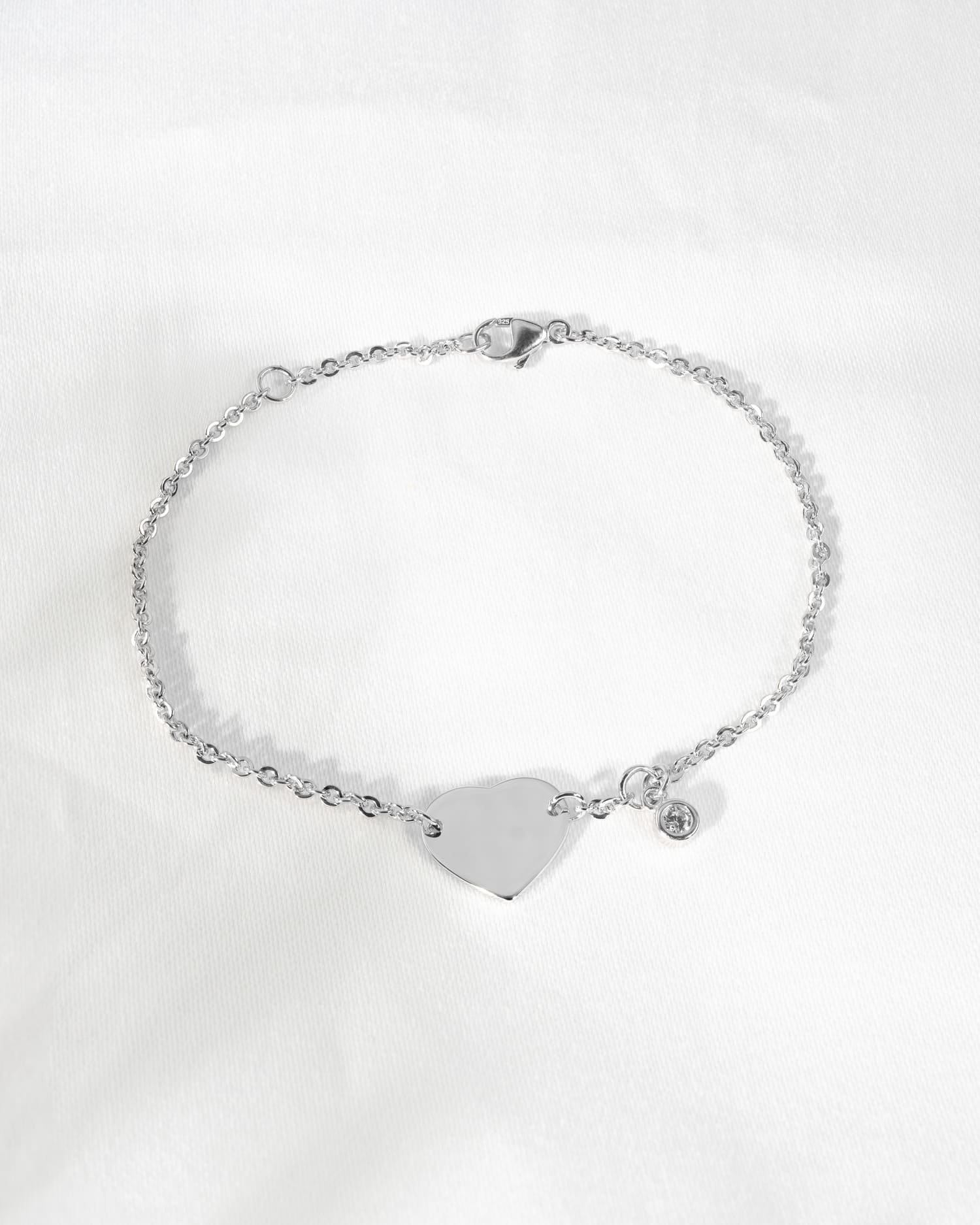 Koordinaten Gravurarmband Gravurplatte Herz Zirkonia