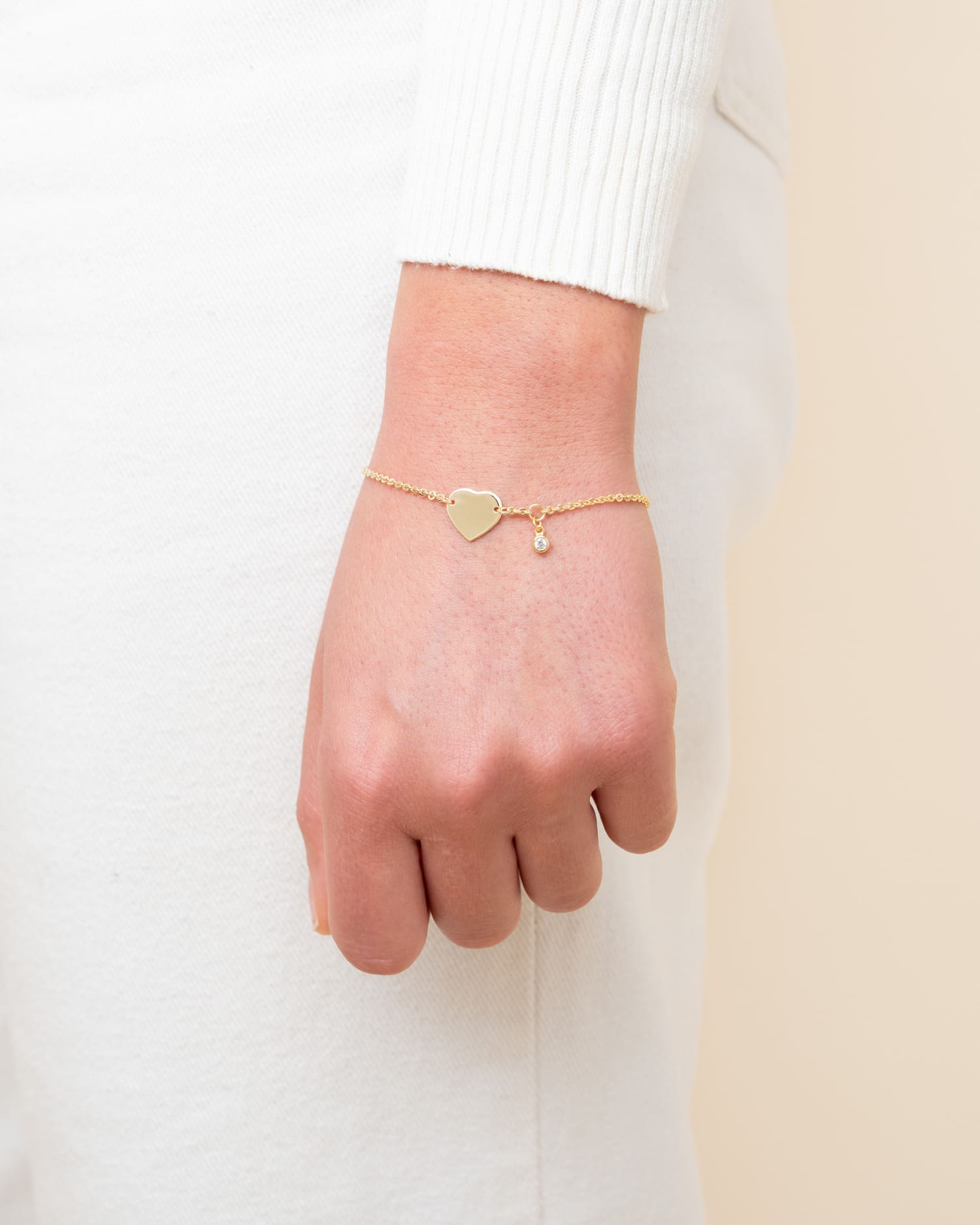 Fußabdruck Gravurarmband Gravurplatte Herz Zirkonia