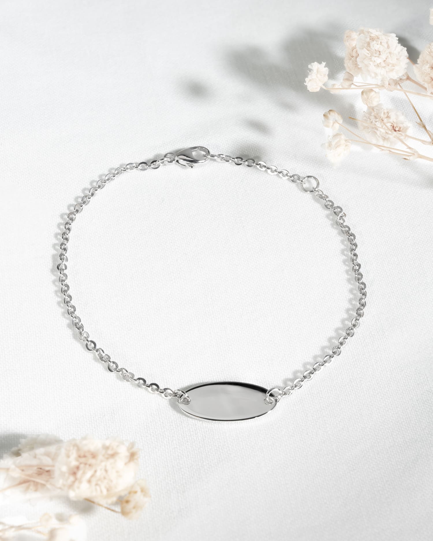 Pfotenabdruck Gravurarmband Gravurplatte Oval Zirkonia