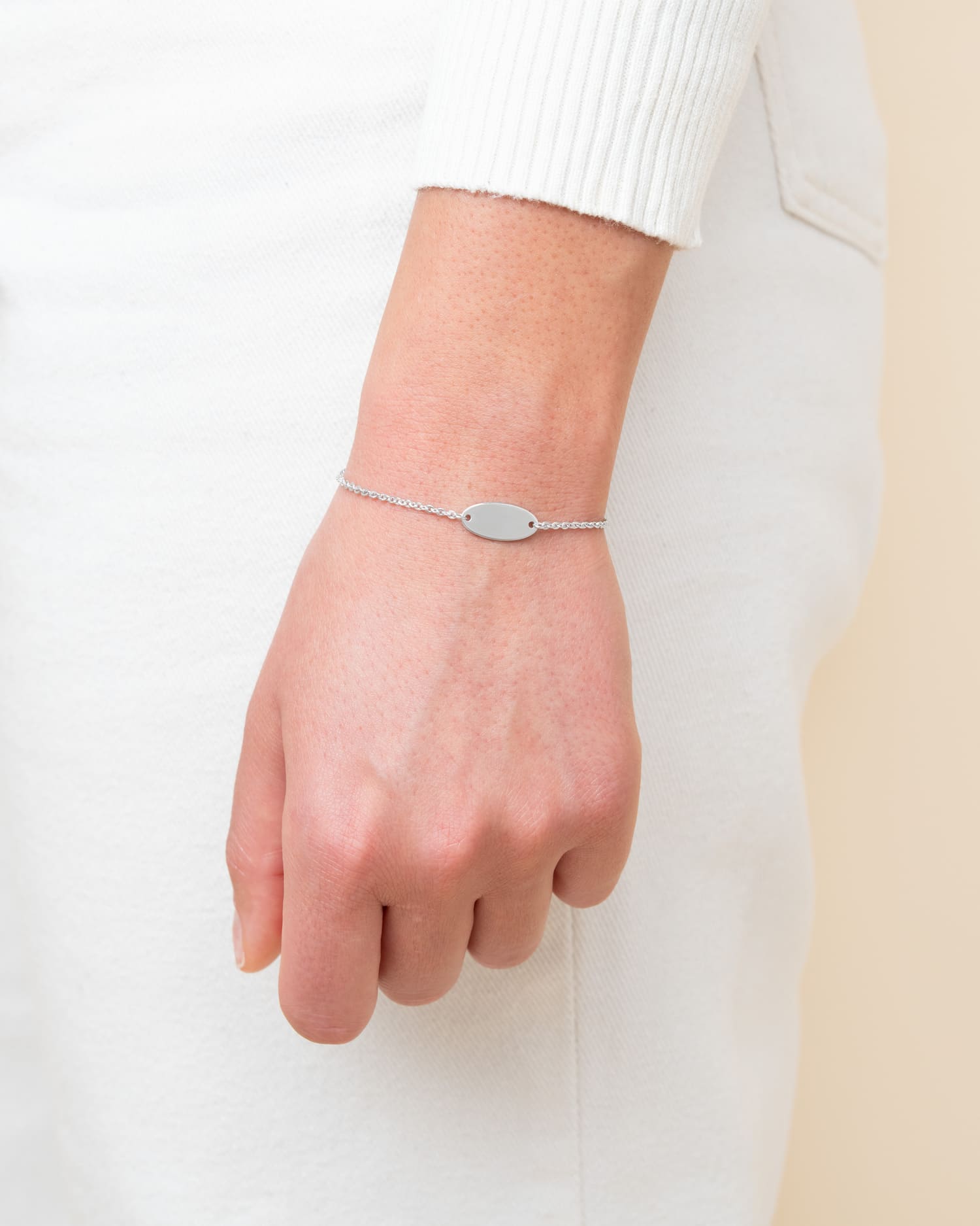 Fingerabdruck Gravurarmband Gravurplatte Oval Zirkonia