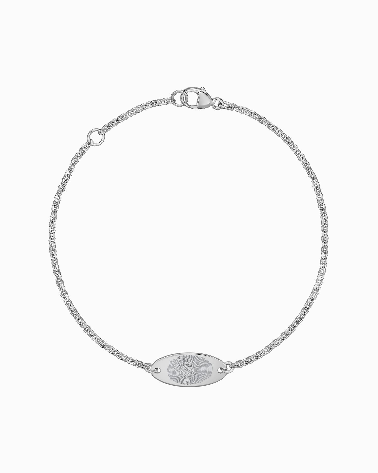 Fingerabdruck Gravurarmband Gravurplatte Oval Zirkonia