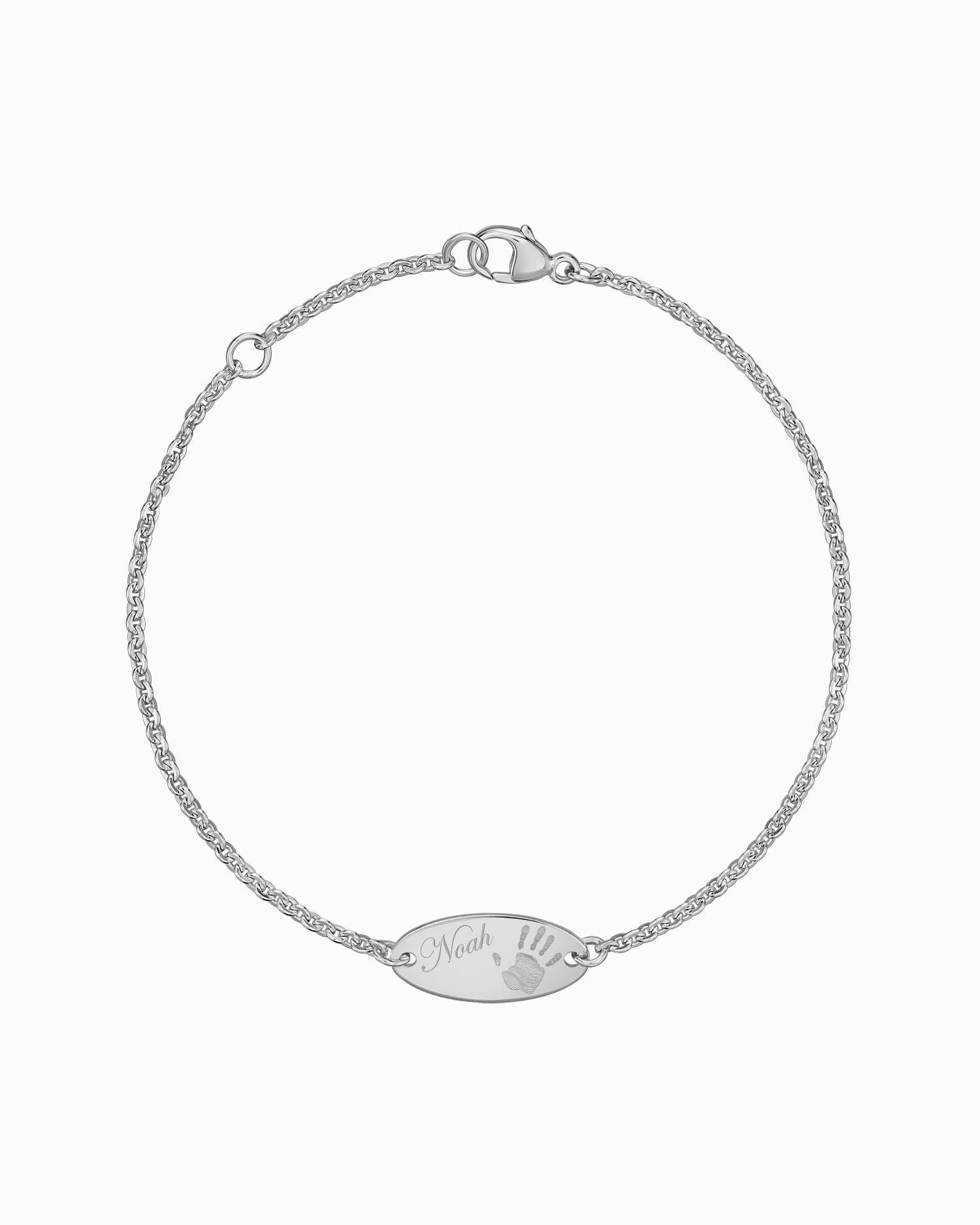 Handabdruck Gravurarmband Gravurplatte Oval Zirkonia