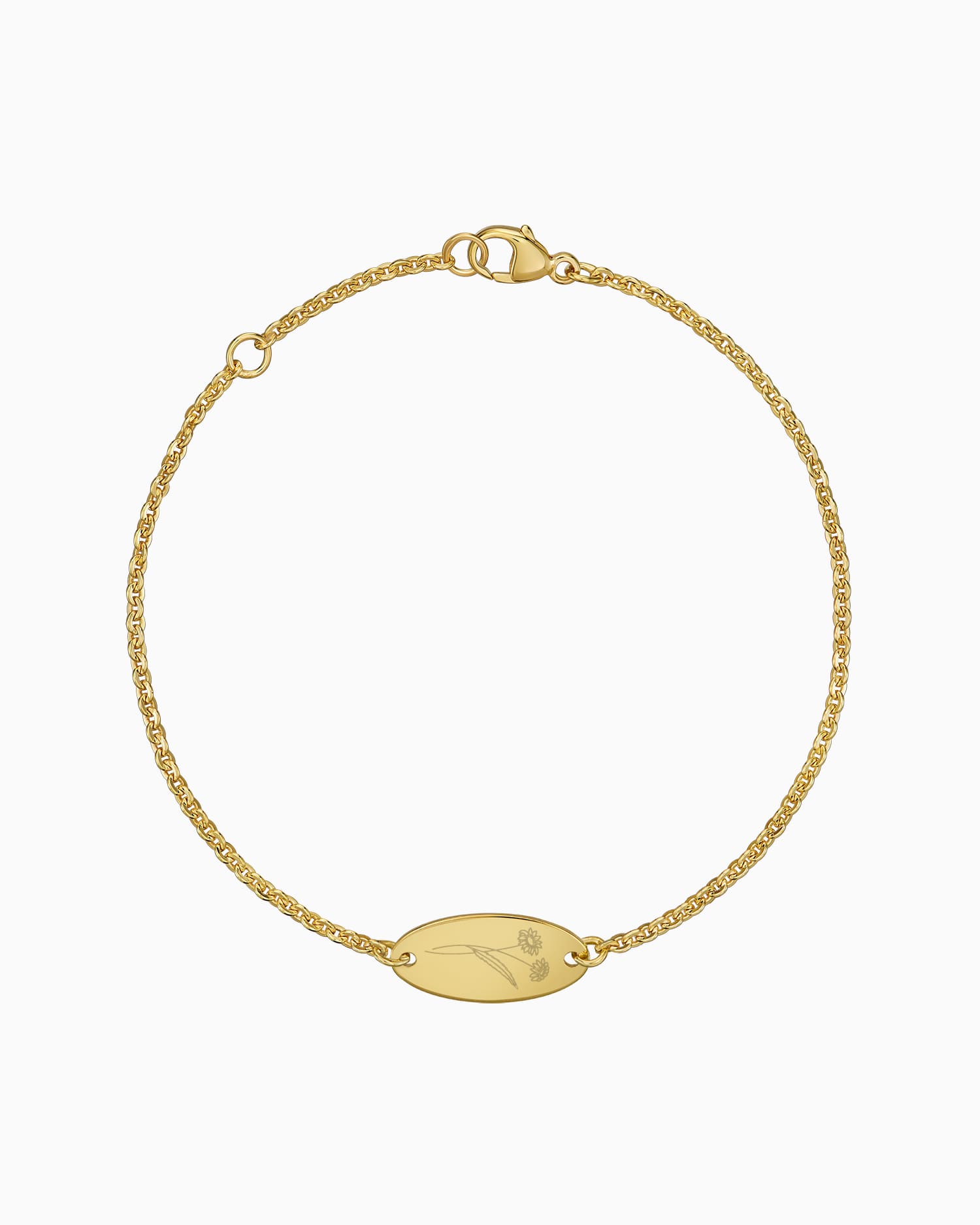 Geburtsblume Gravurarmband Gravurplatte Oval
