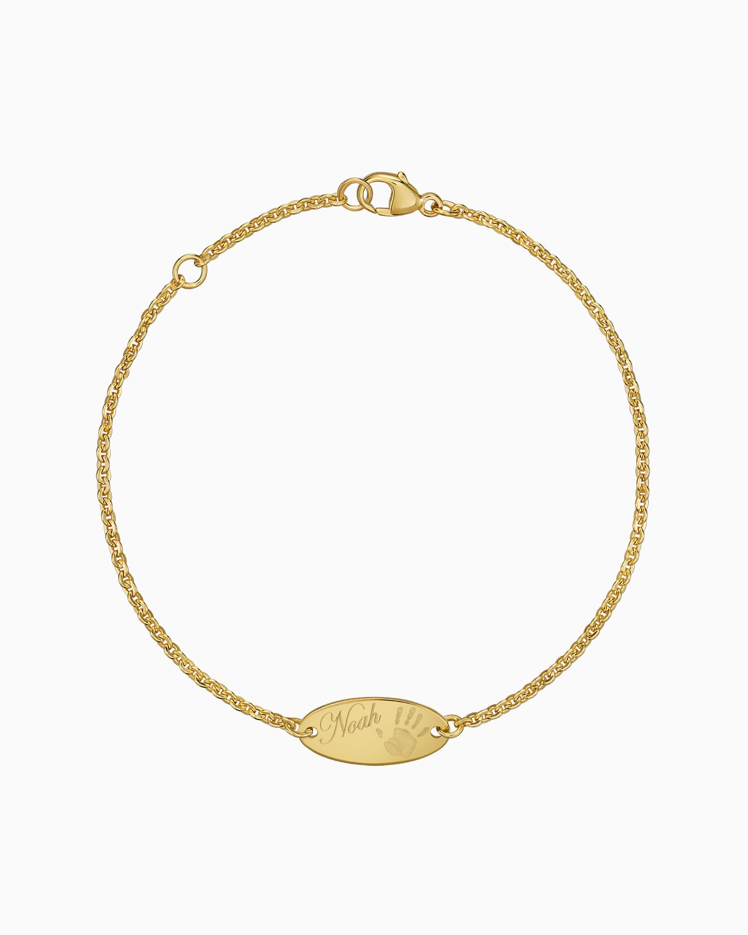 Handabdruck Gravurarmband Gravurplatte Oval Zirkonia