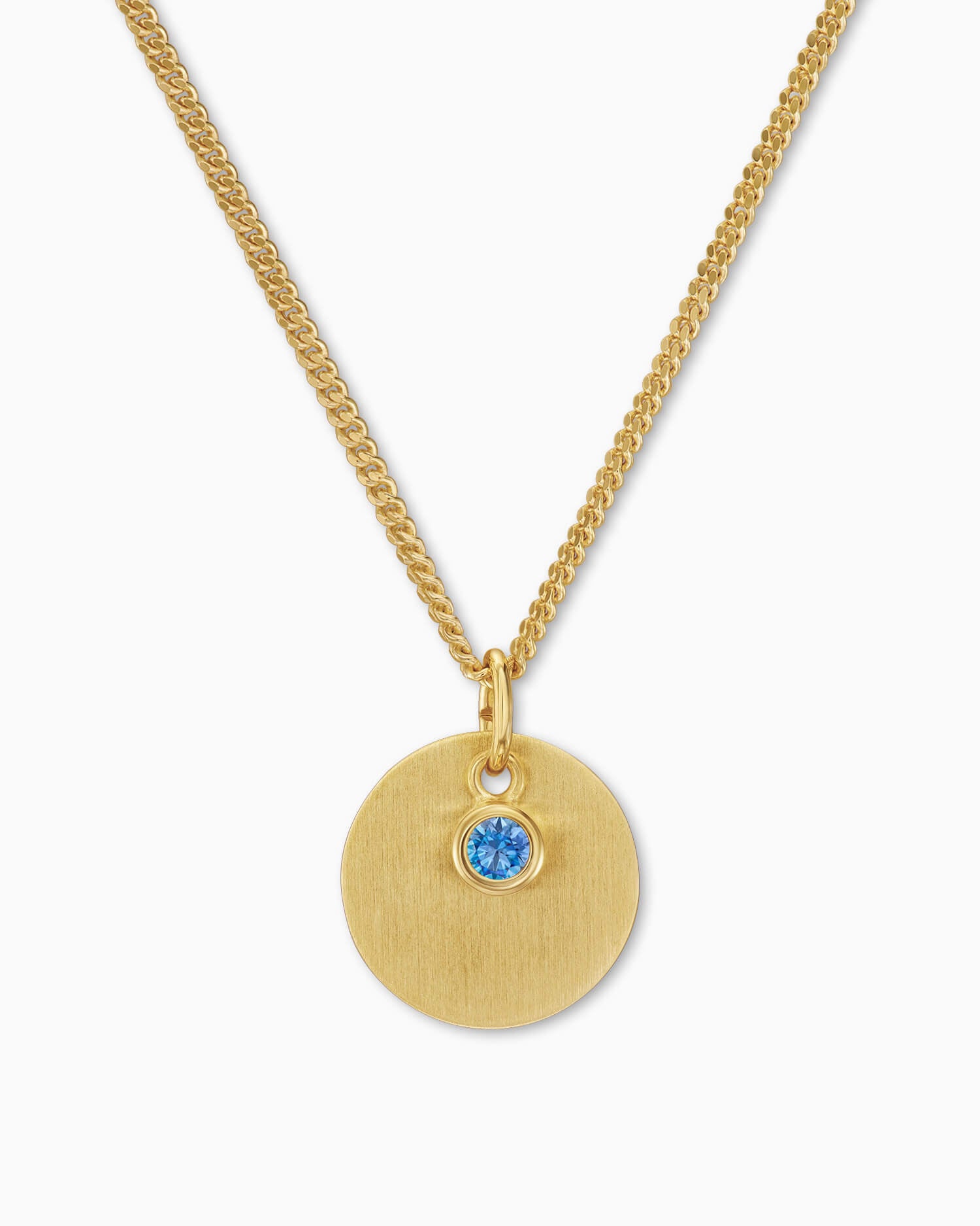 Gravurplatten Anhänger Halskette Zirkonia Blau 12mm