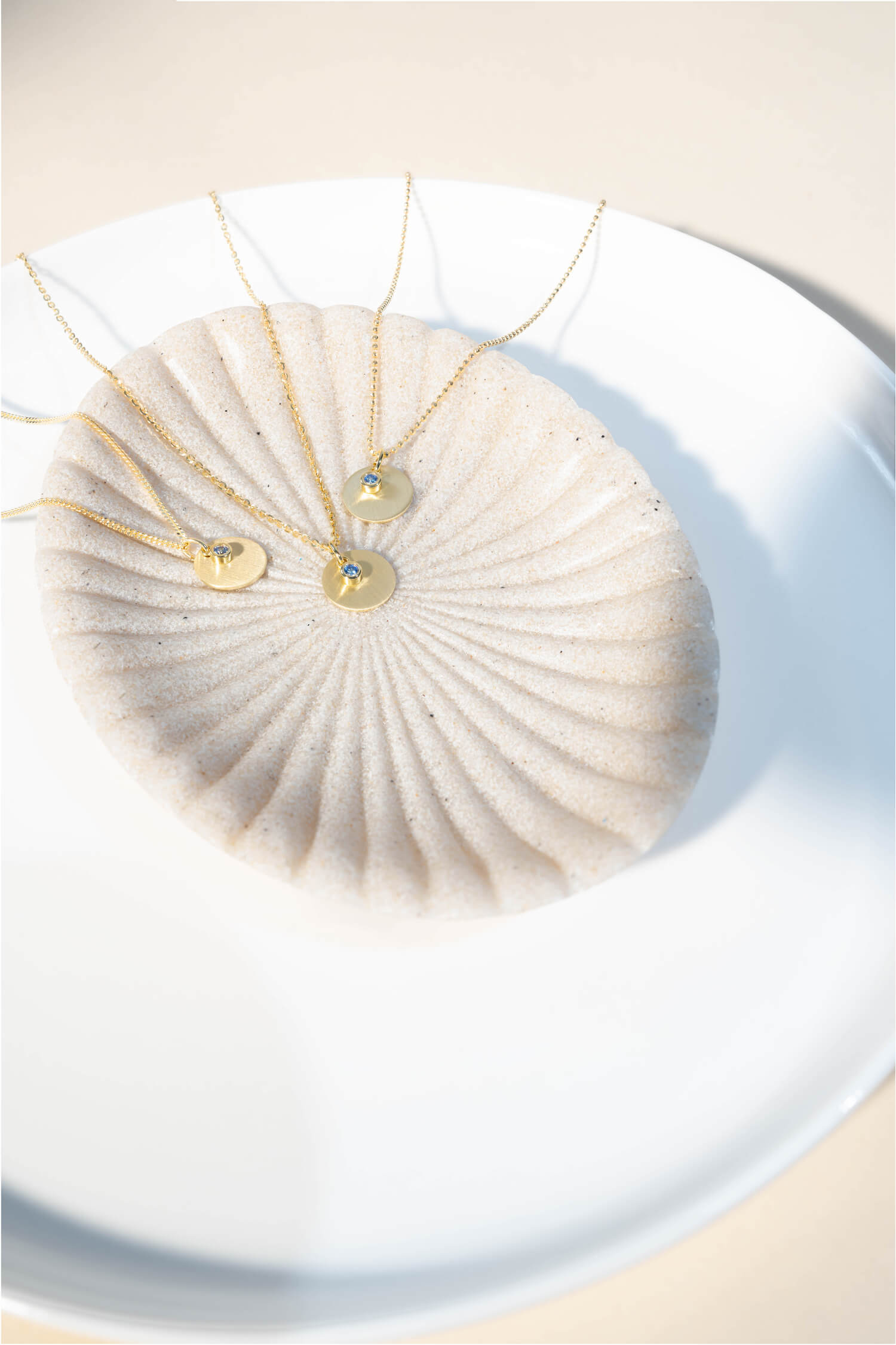 Gravurplatten Anhänger Halskette Zirkonia Blau 12mm