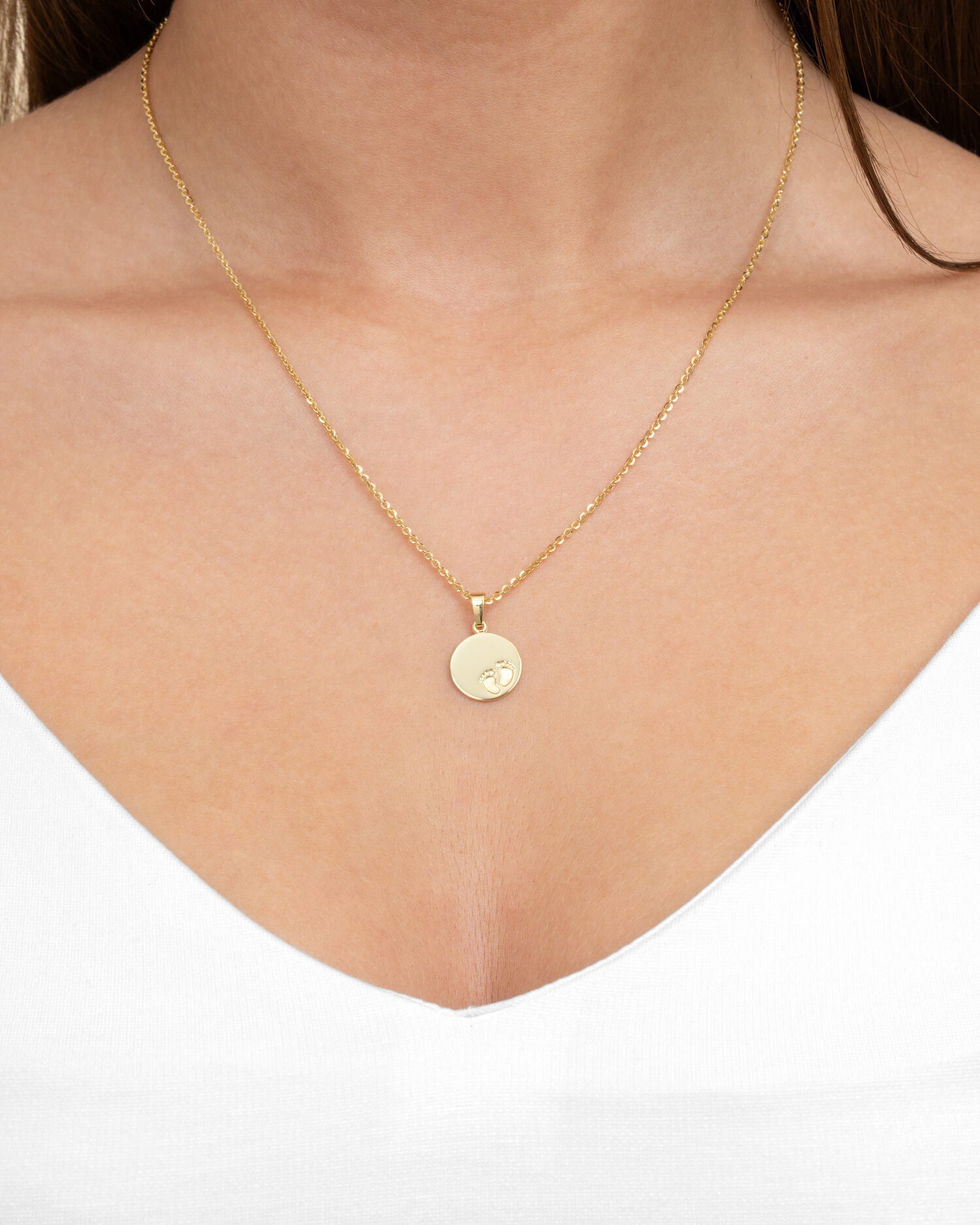 Gravurplatten Anhänger Halskette Babyfüße 12mm