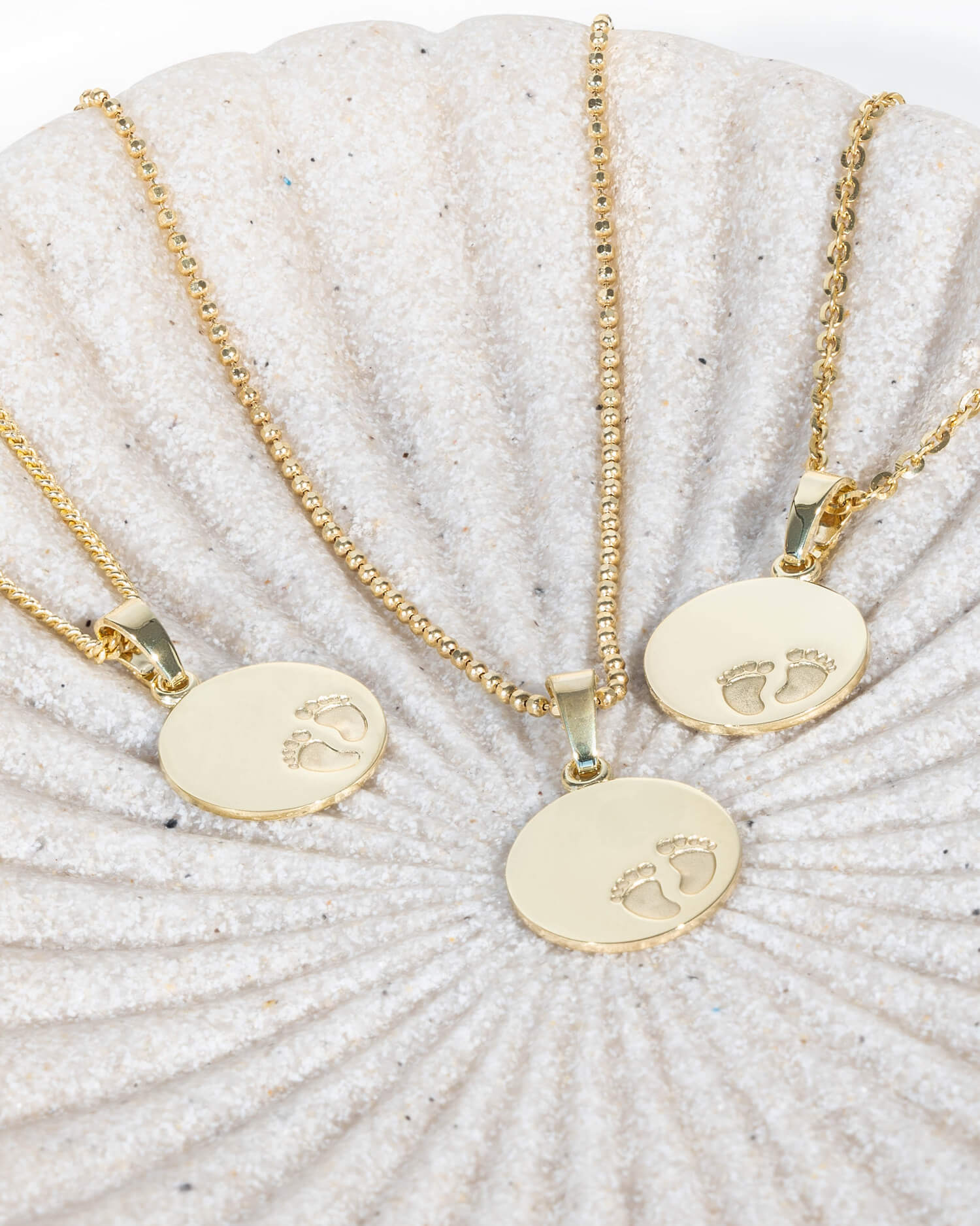 Gravurplatten Anhänger Halskette Babyfüße 12mm