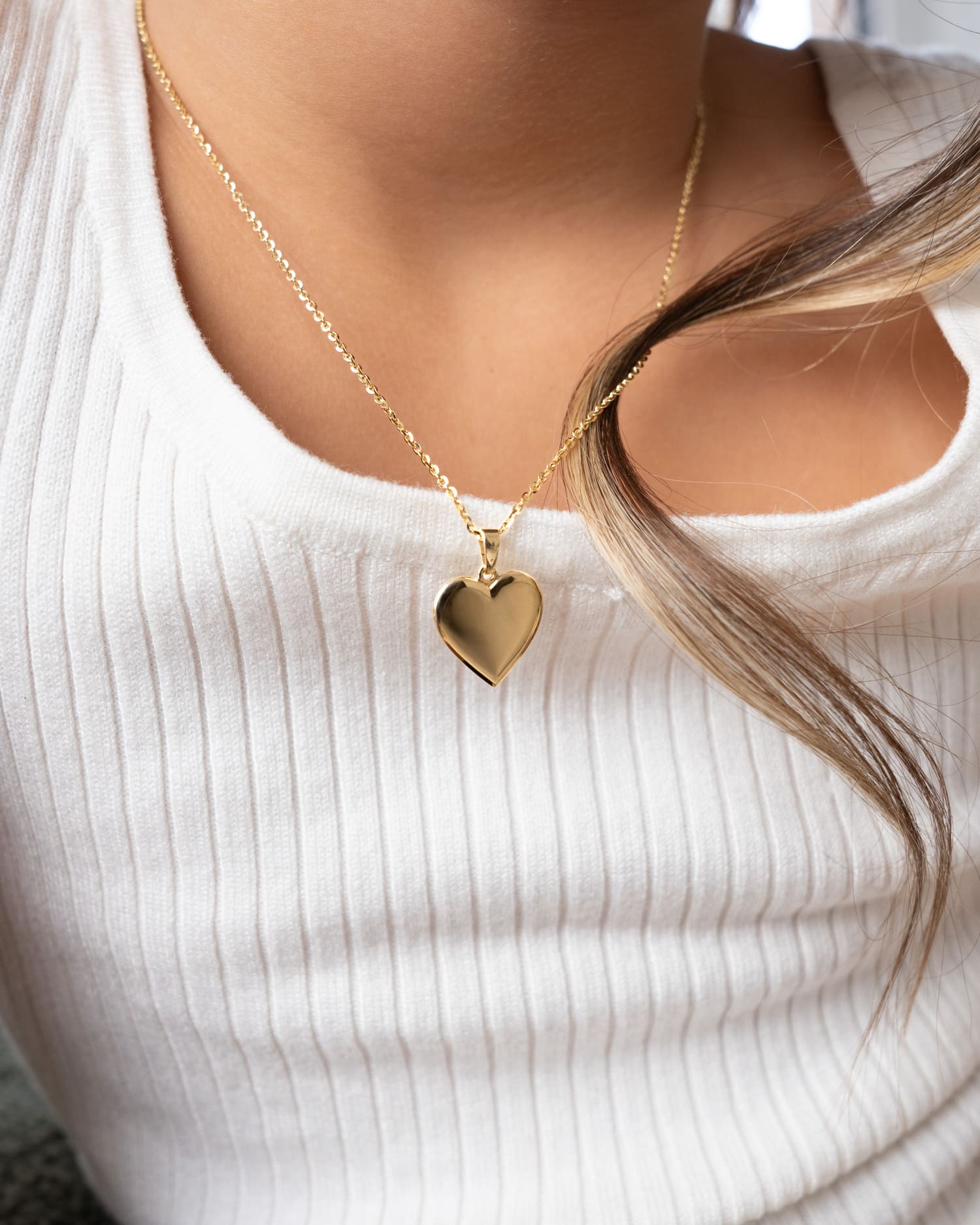 Heart Necklace Engraved Plate Pendant 15mm