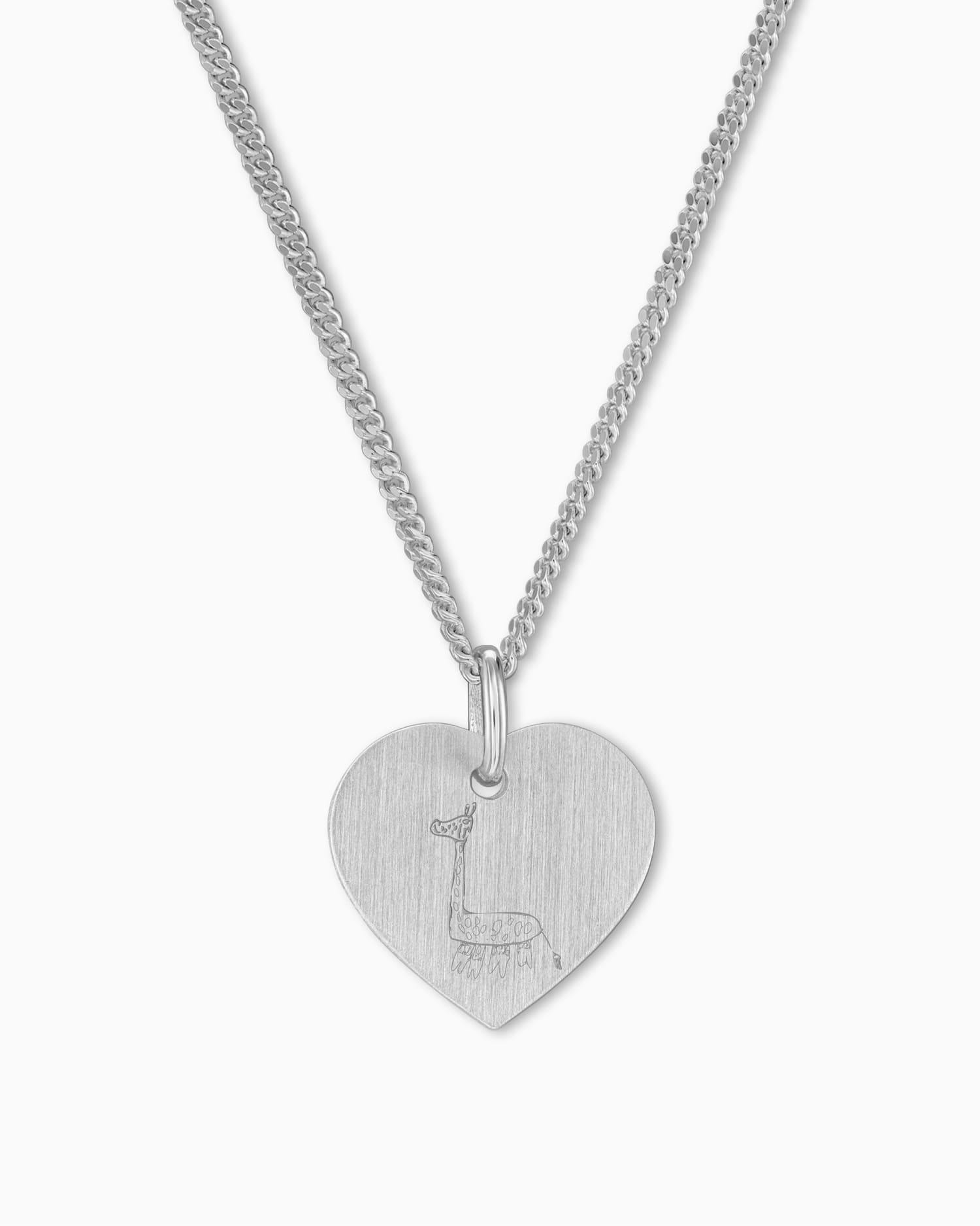 Eigene Zeichnung Herz Halskette Gravurplatte Anhänger 13mm