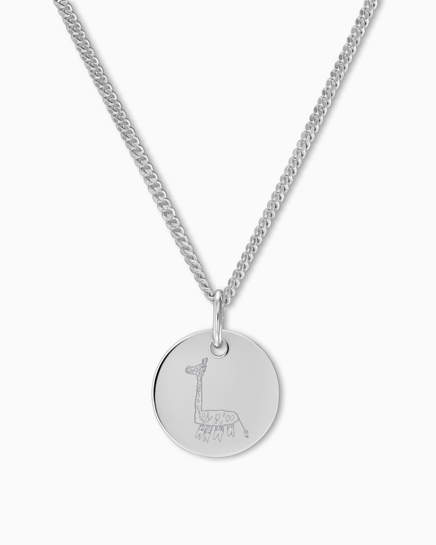 Eigene Zeichnung Gravurplatte Halskette Anhänger Rund 12mm