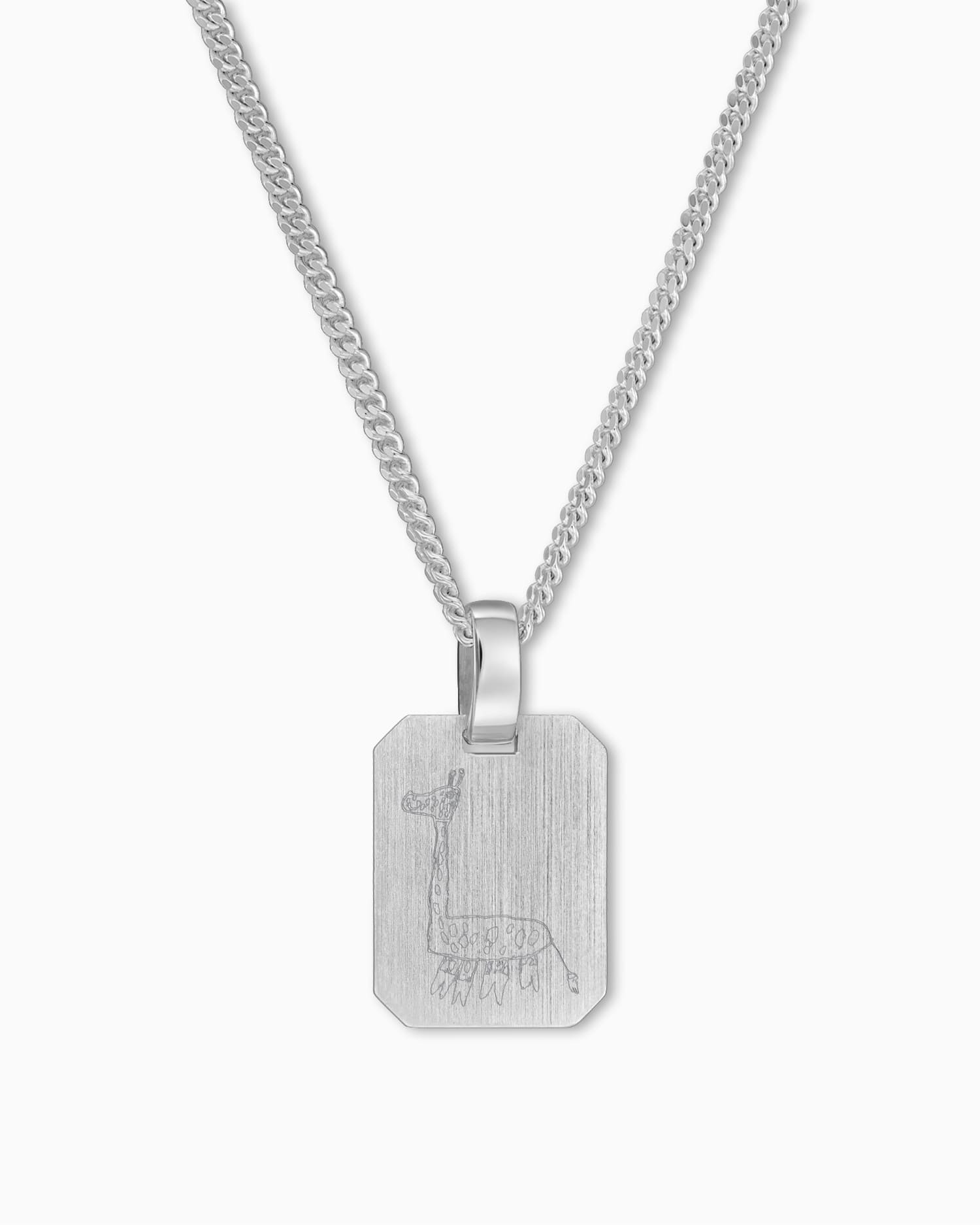 Eigene Zeichnung Gravurplatten Halskette Anhänger Eckig