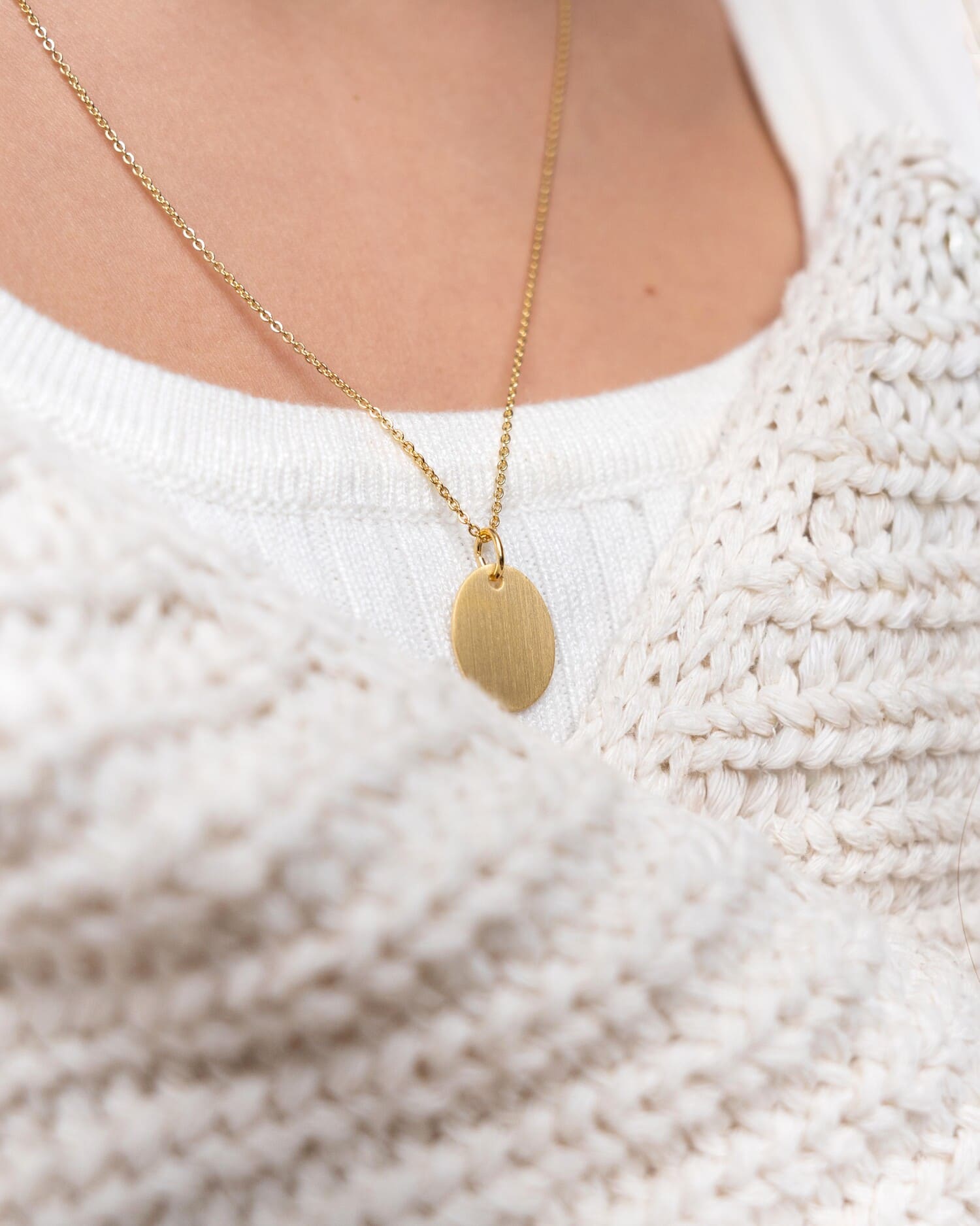 Engraved Plate Necklace Pendant Oval