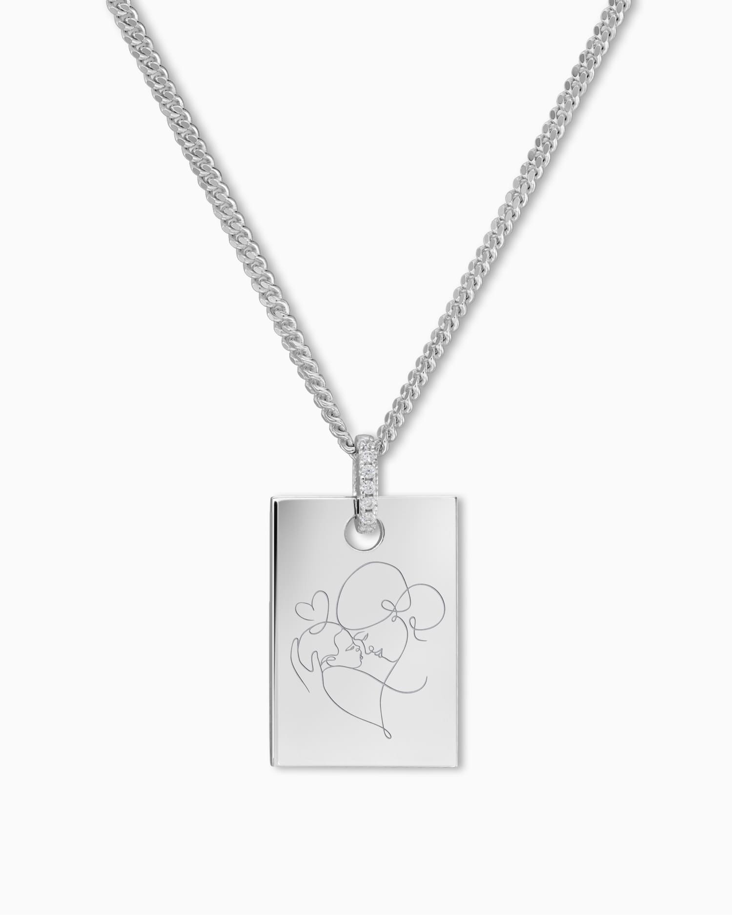 Grafik Uploud Gravurplatten Halskette Anhänger Zirkonia Eckig