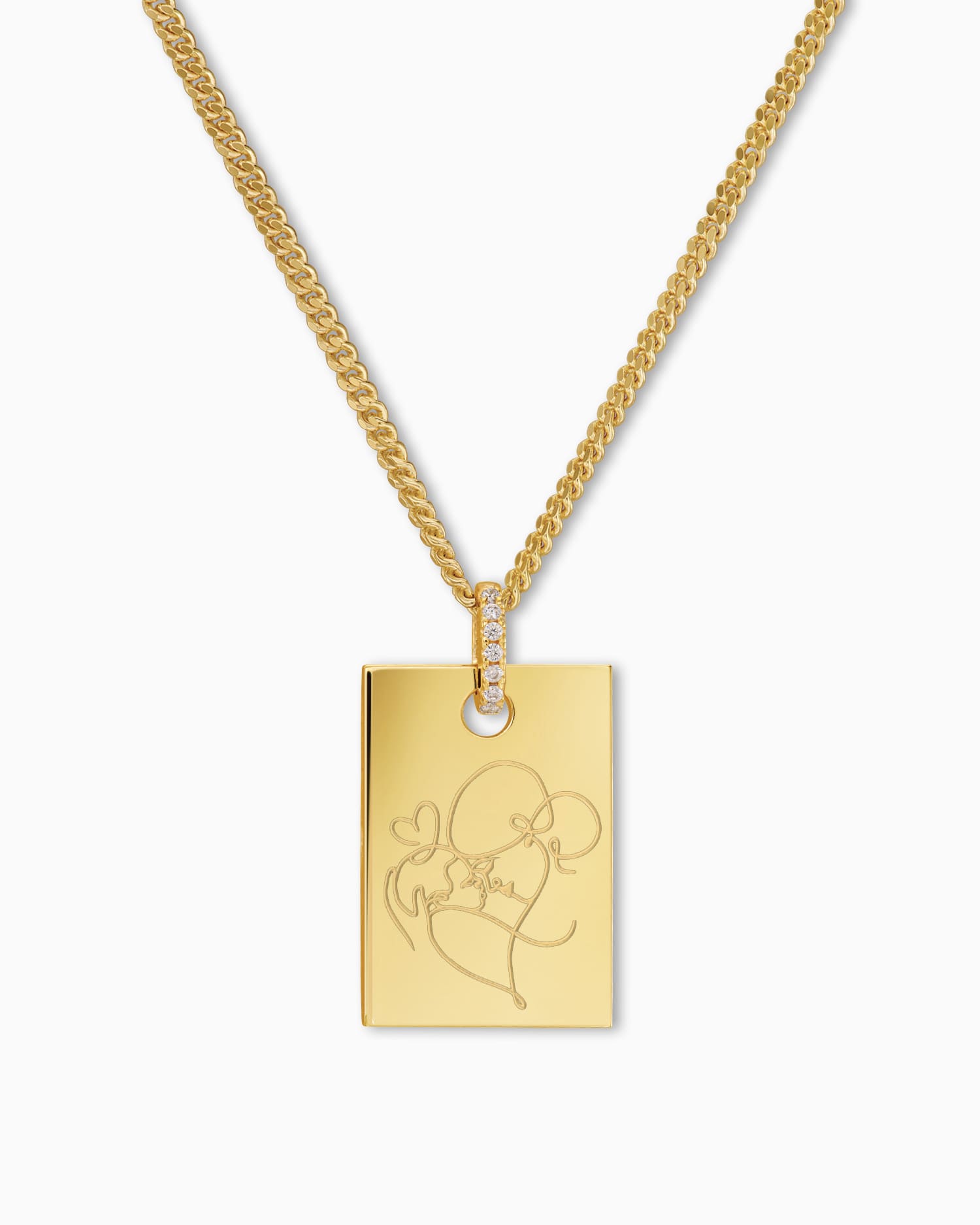 Grafik Uploud Gravurplatten Halskette Anhänger Zirkonia Eckig