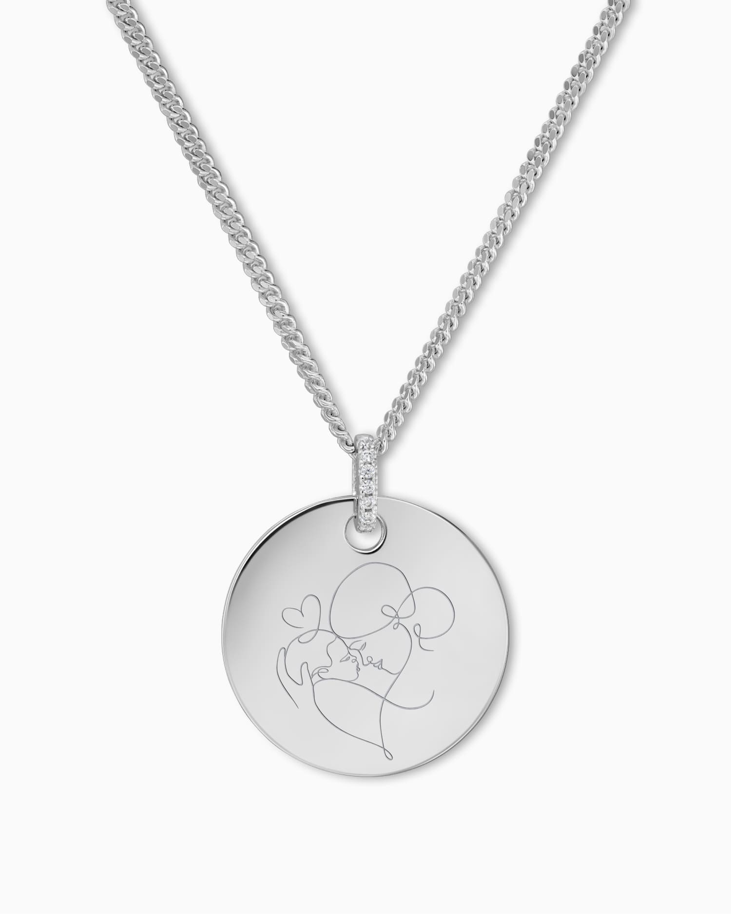 Grafik Uploud Gravurplatten Halskette Anhänger Zirkonia Rund