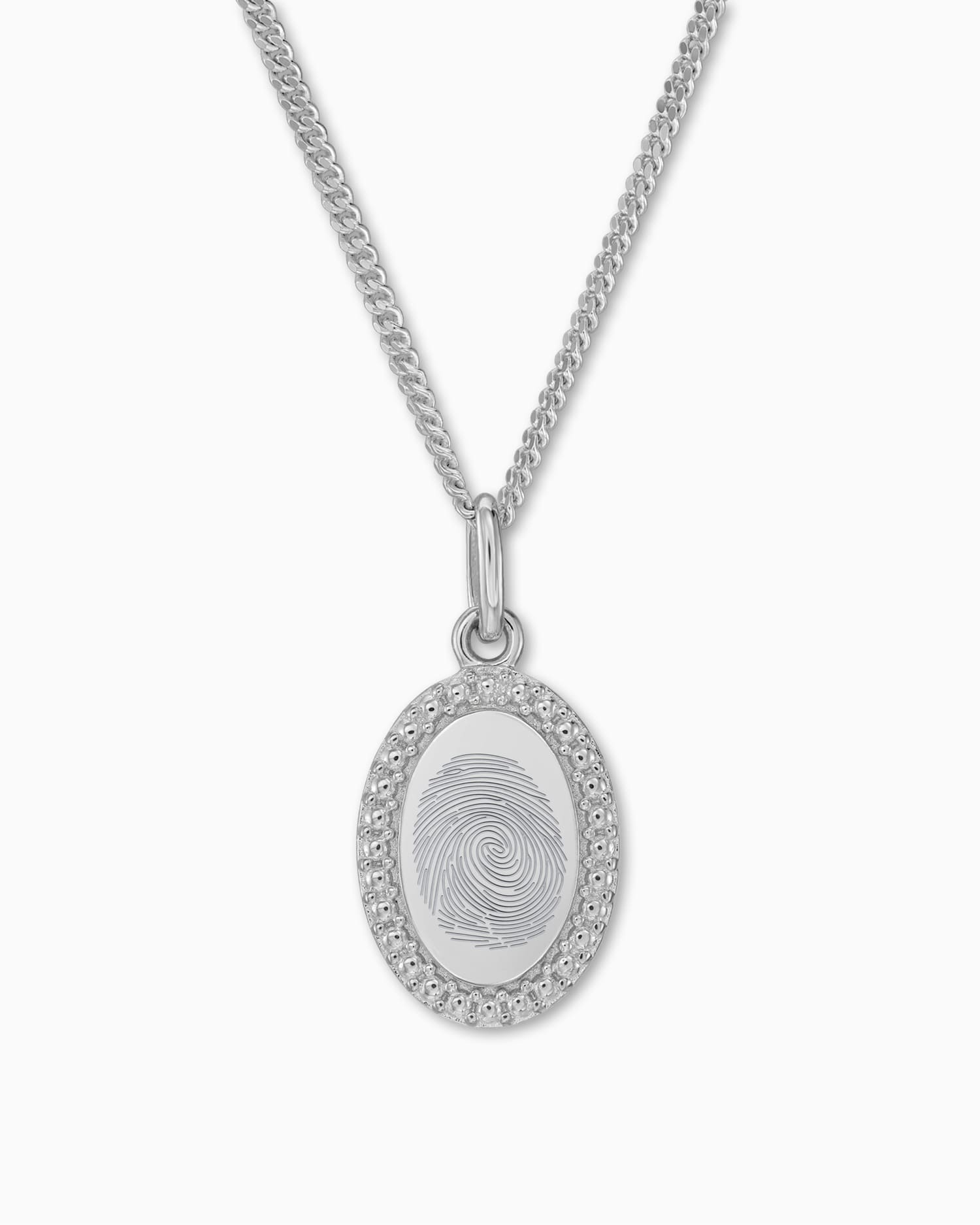 Fingerabdruck Gravurplatten Halskette Anhänger Oval