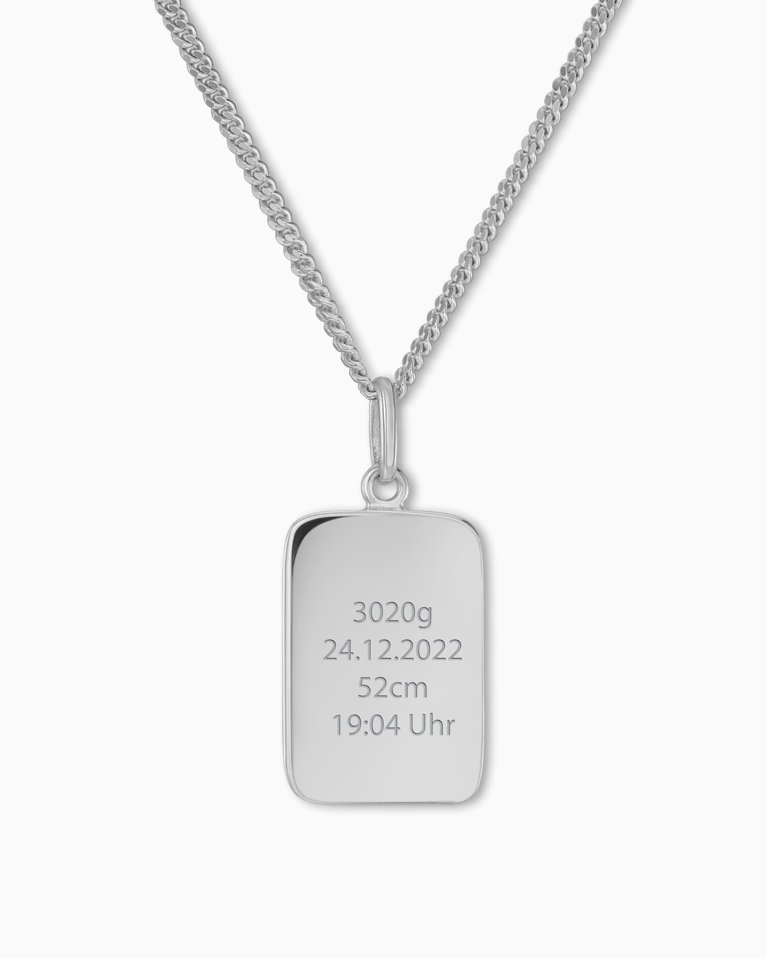 Geburtsdaten Gravurplatten Halskette Anhänger Eckig