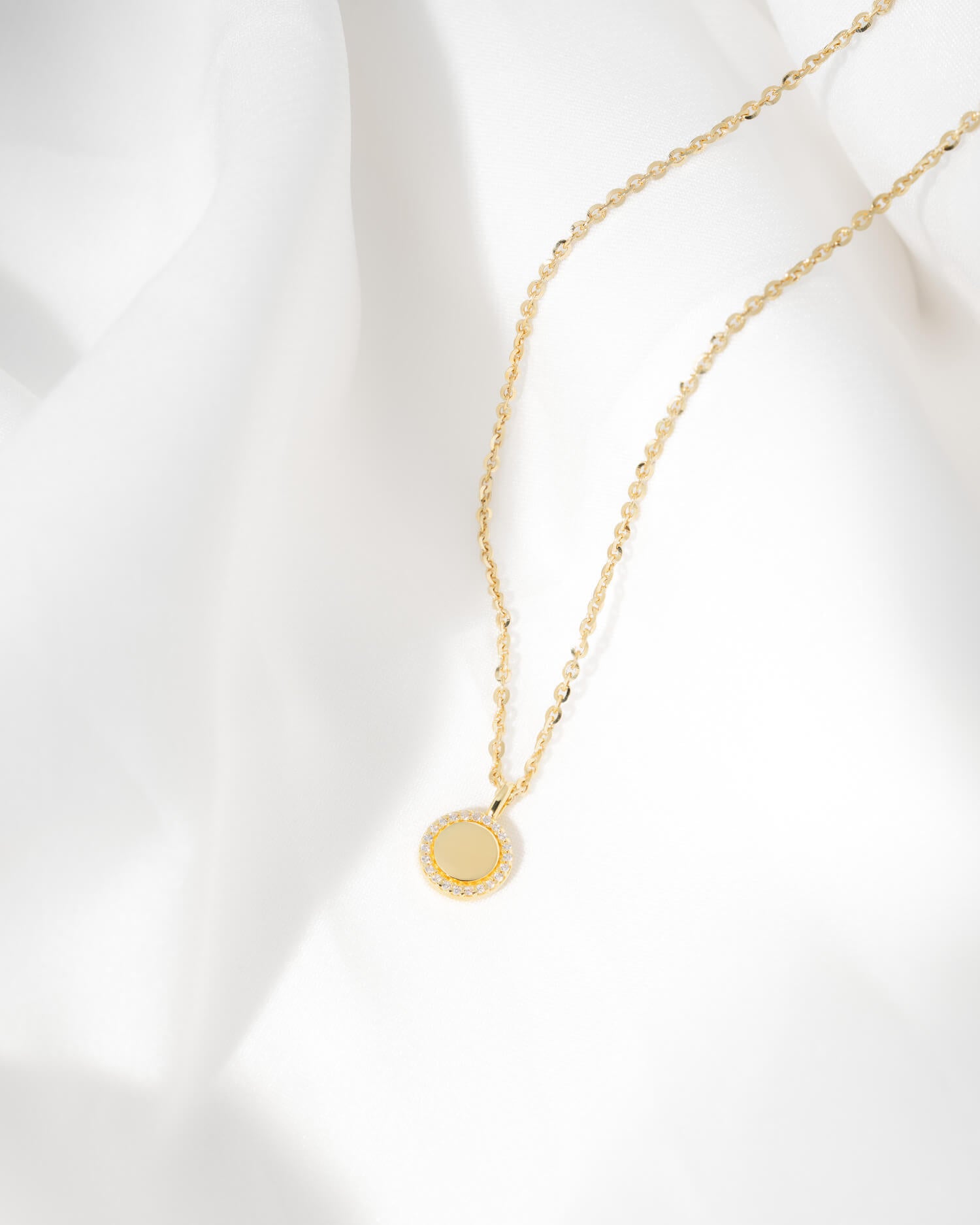 Gravurplatten Halskette Anhänger Zirkonia Rund