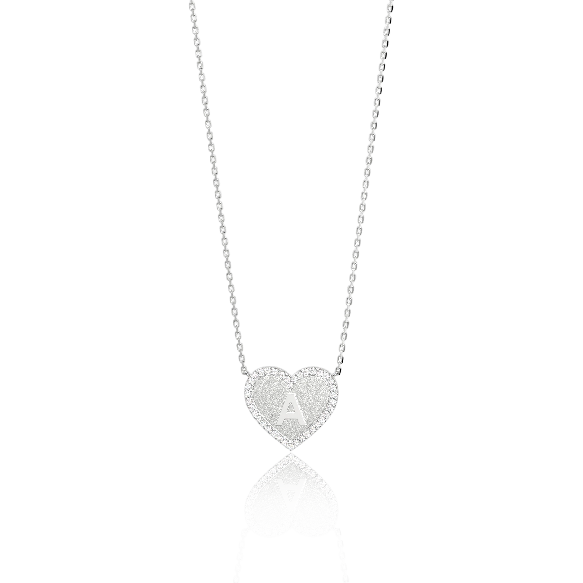 Halsketting met hartjes en initialen, zirkonia