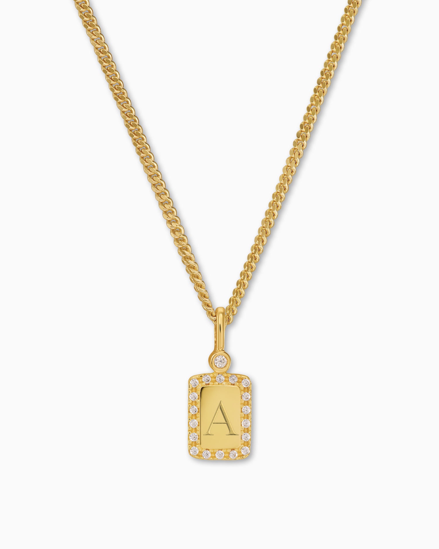 Engraving plates necklace pendant zirconia square