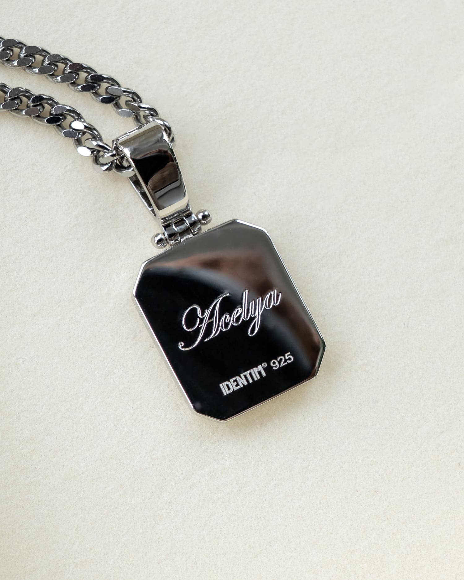 Onyx Oktagon Gravurplatte Halskette