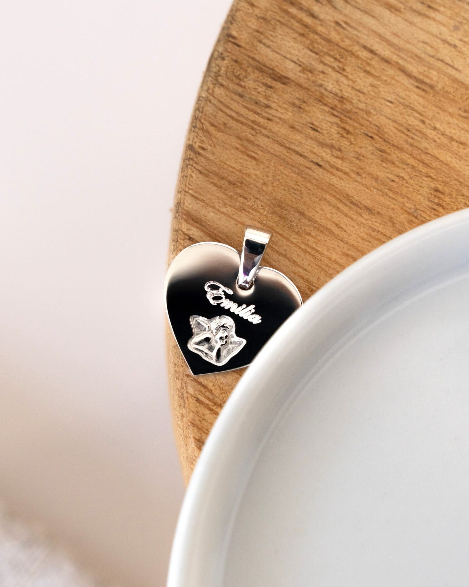 Gravurplatten Anhänger Halskette Herz Schutzengel