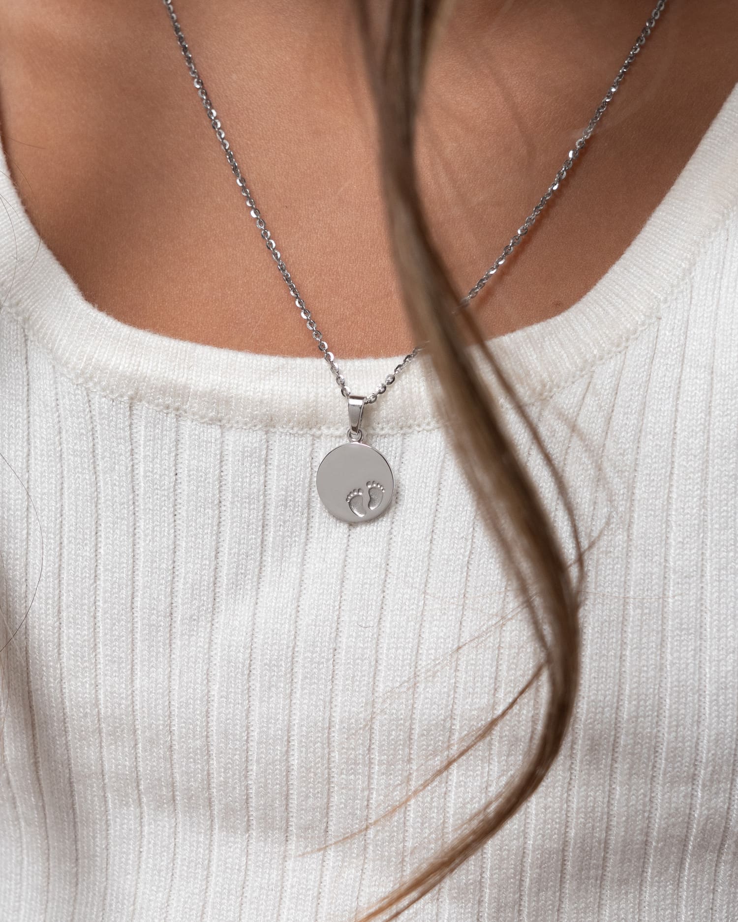 Gravurplatten Anhänger Halskette Babyfüße 12mm