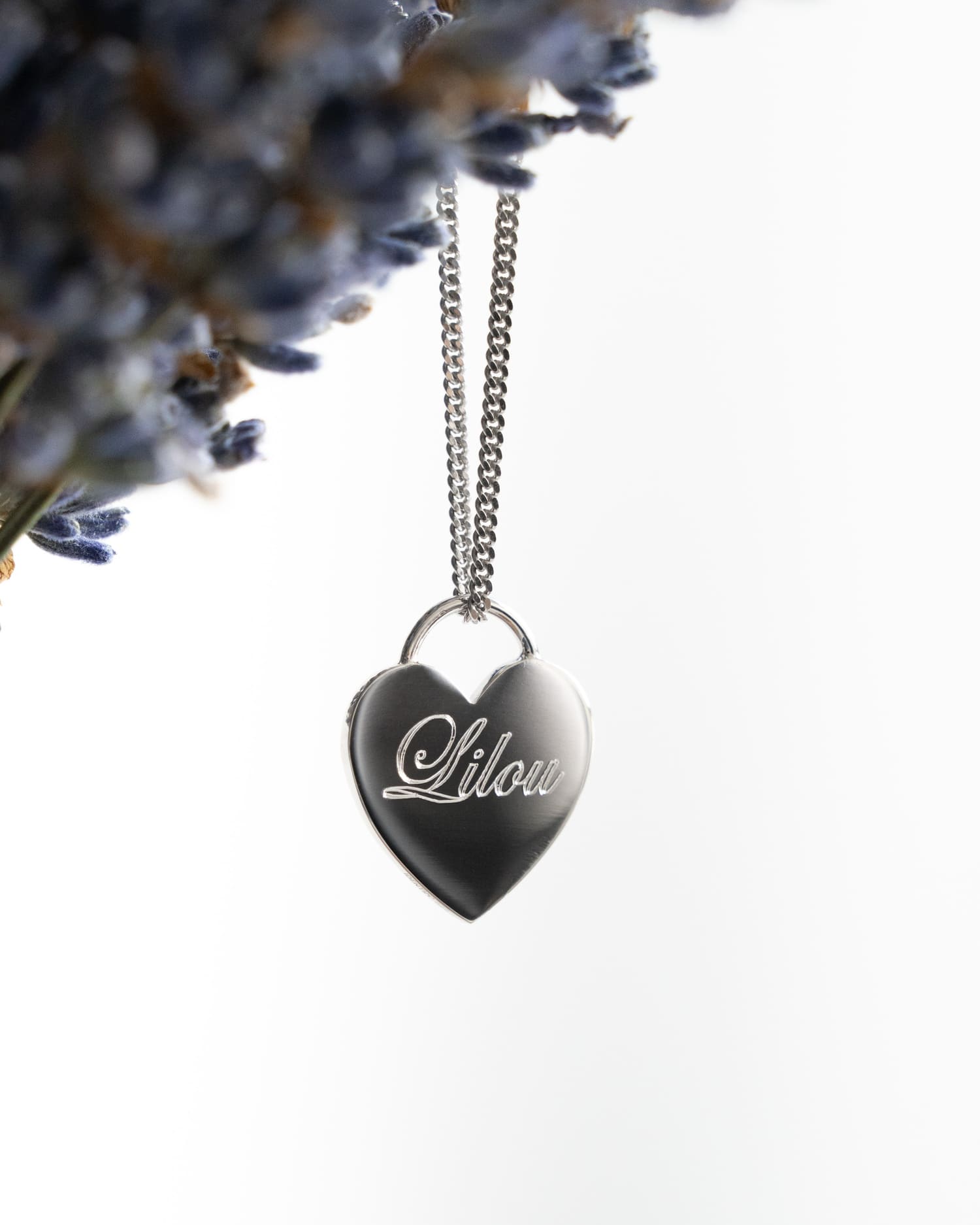 Herz Halskette Gravurplatte Anhänger