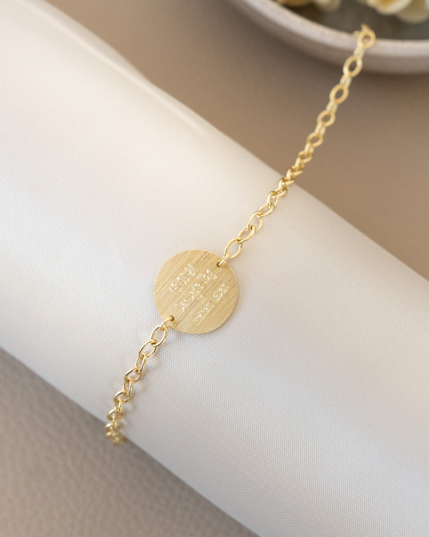 Handschrift Upload Gravurarmband Gravurplatte Rund