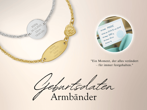 Children's/babies engraving bracelets - birth dates - 925 silver rhodium-plated