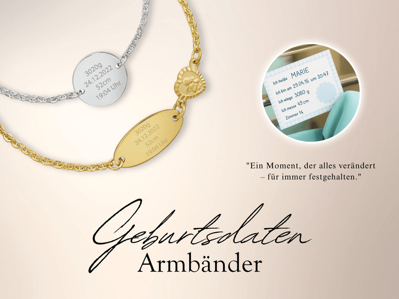 Children's/Babies Engraved Bracelets - Birth Details - 925 Sterling Silver Rhodium Plated