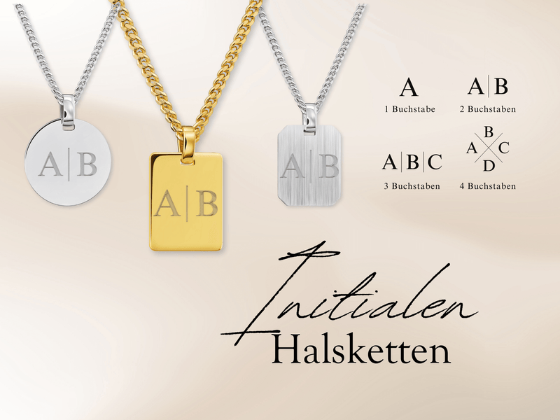 Engraved necklaces for men - Initials - 925 silver rhodium plated