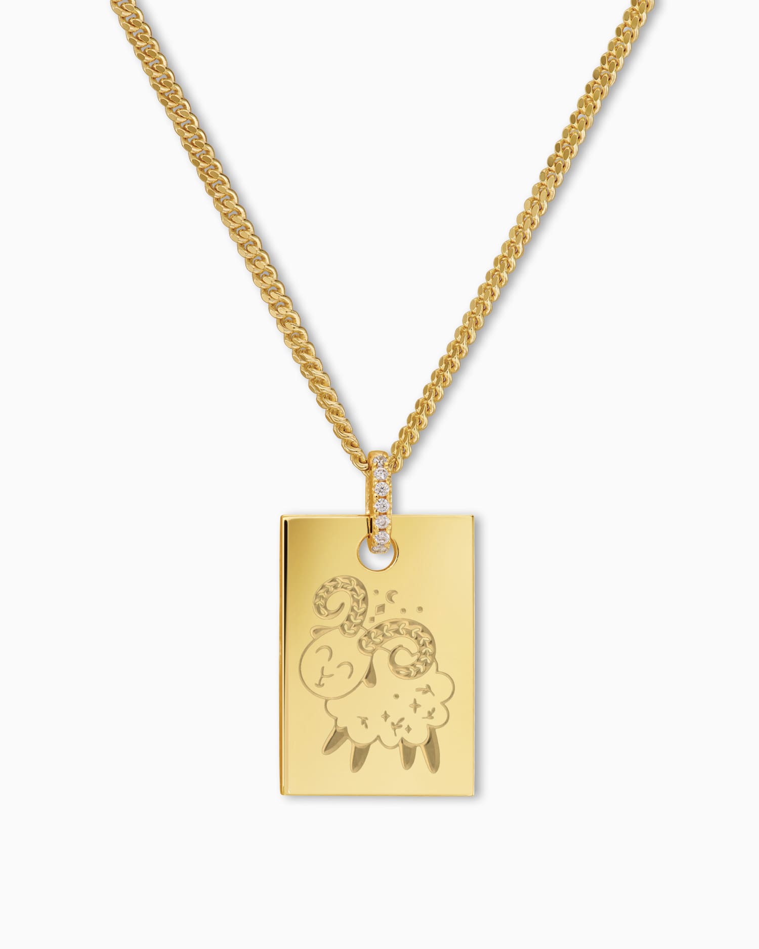 Sternzeichen Gravurplatten Halskette Anhänger Zirkonia Eckig