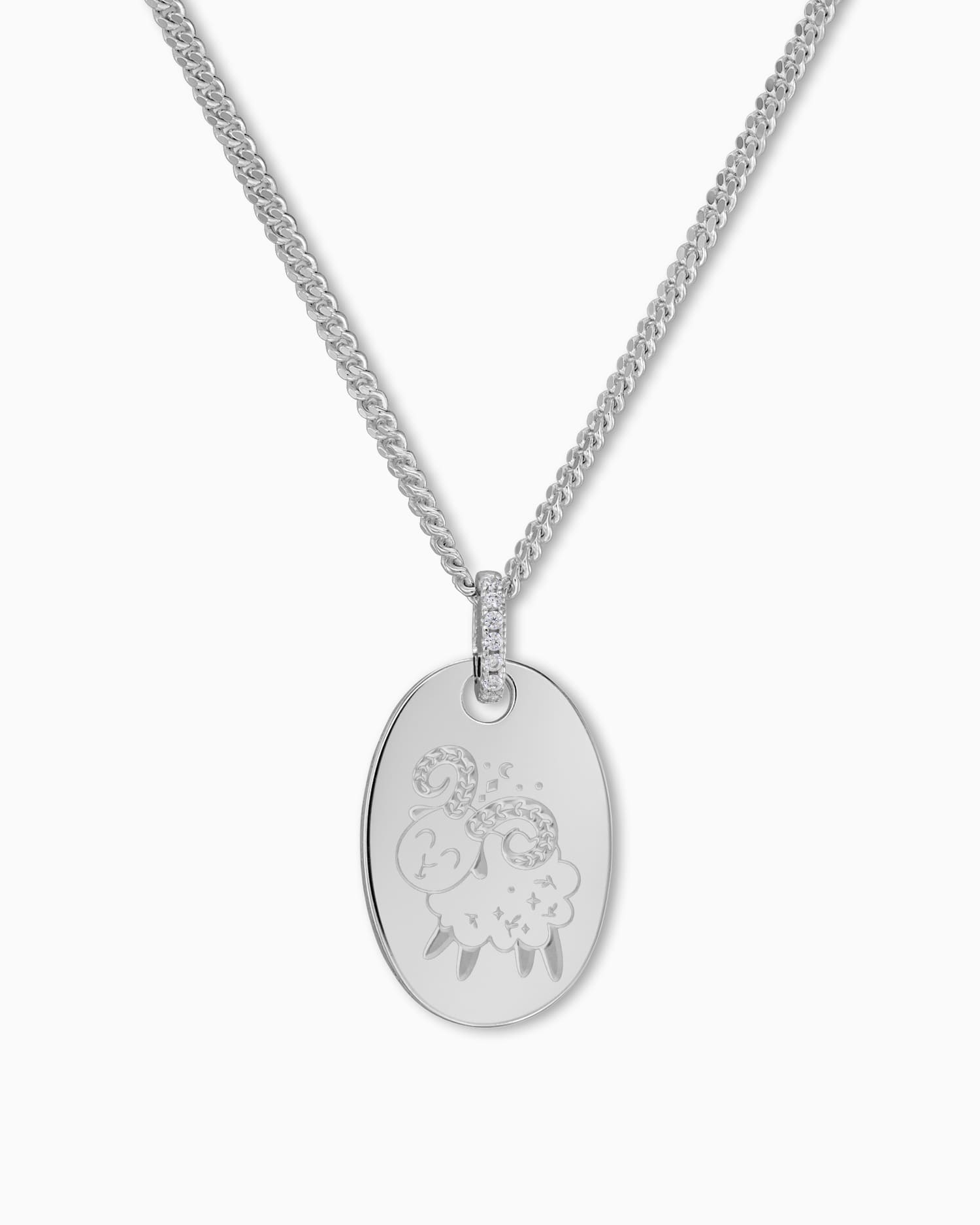 Sternzeichen Gravurplatten Halskette Anhänger Zirkonia Oval