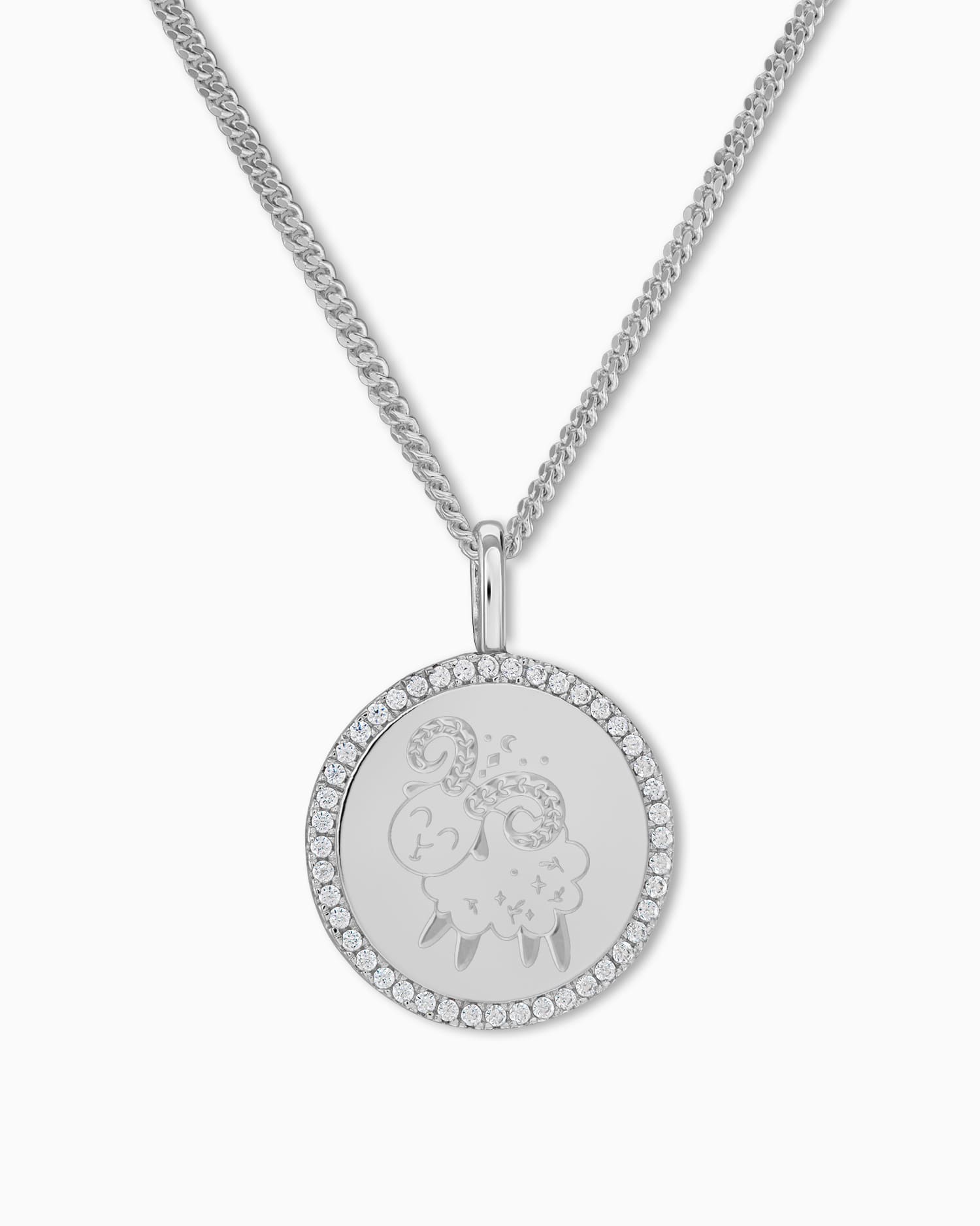 Sternzeichen Gravurplatten Halskette Anhänger Rund Zirkonia 16mm